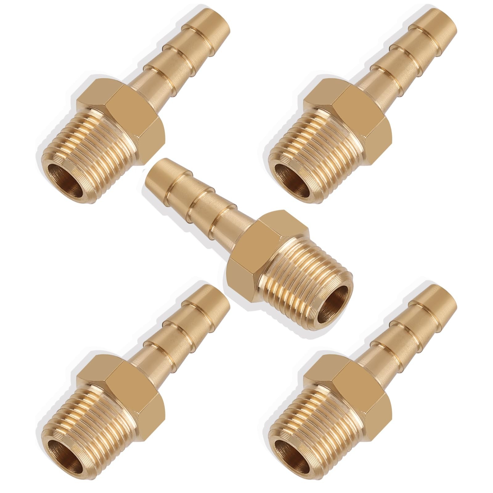 5pcs Brass Hose Barb Fittings 3/16 Inch Barb to 1/8 Inch NPT Male Thread Air …