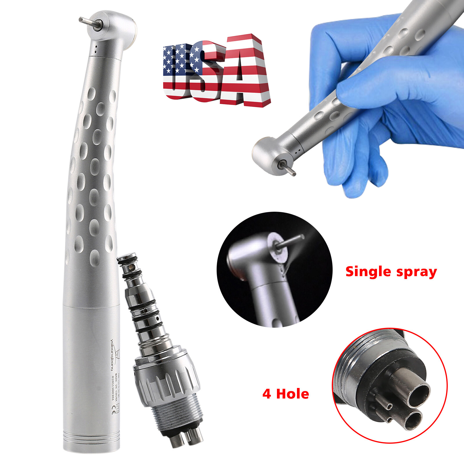 Dental Air Turbine High Speed Handpiece and 4-Hole Quick Coupler Swivel GB4 YCE