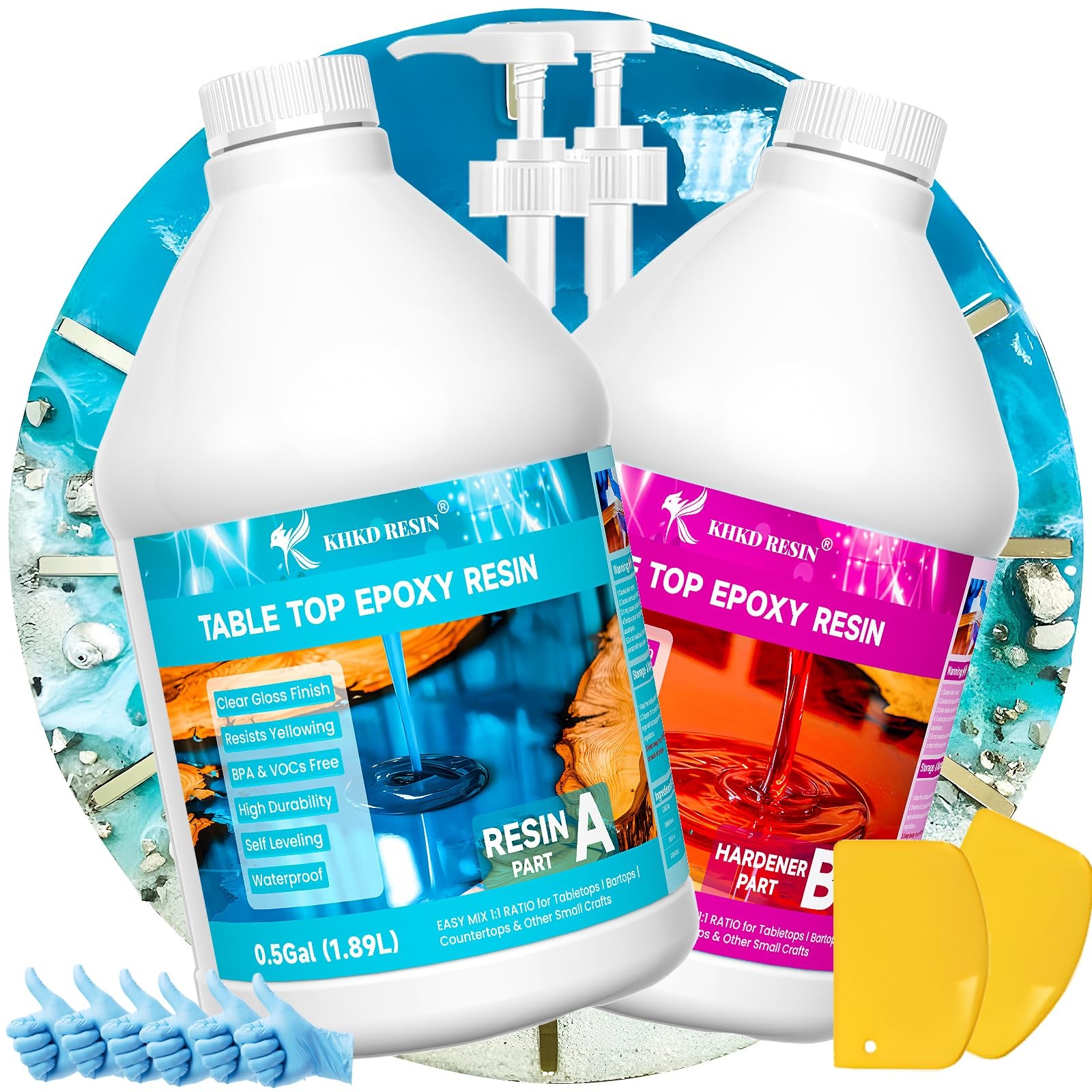 Epoxy Resin 1 Gallon, High Viscosity Resin for Table Top,2 Part Epoxy for Tum…