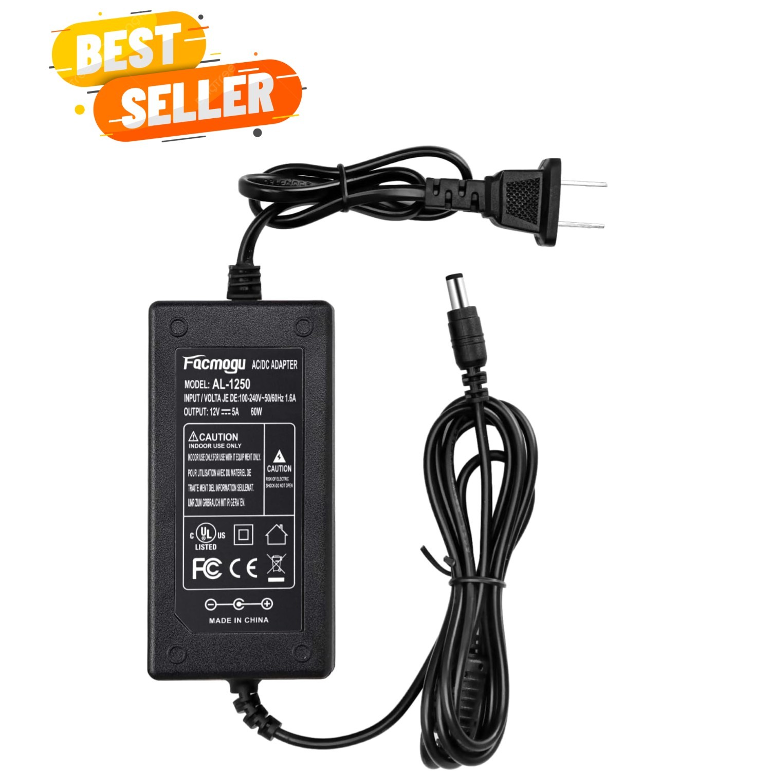Compact 12V 5A AC/DC Transformer with Short Circuit Protection – Safe & Reliable