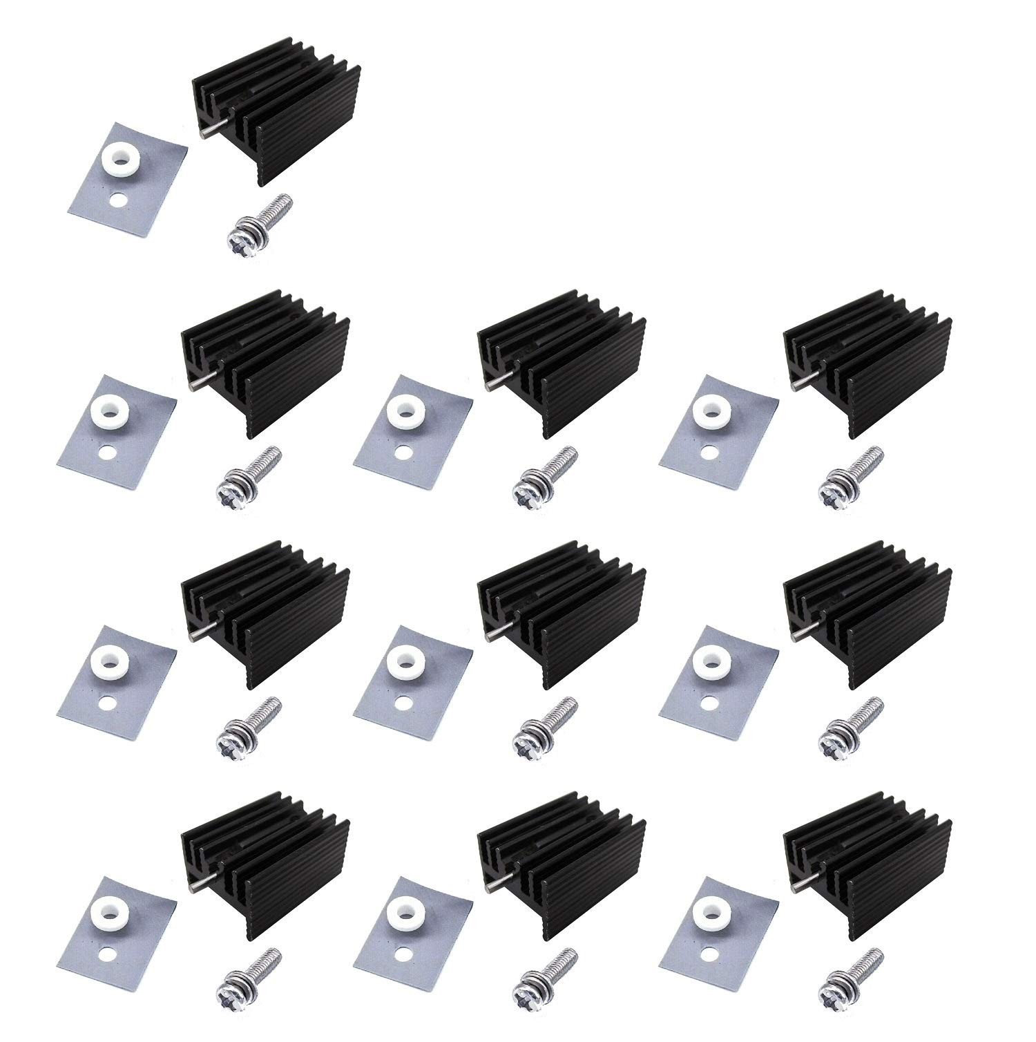 Easycargo 10 Packs TO-220 Heatsink + Insulator Mounting Screws Kits for Black