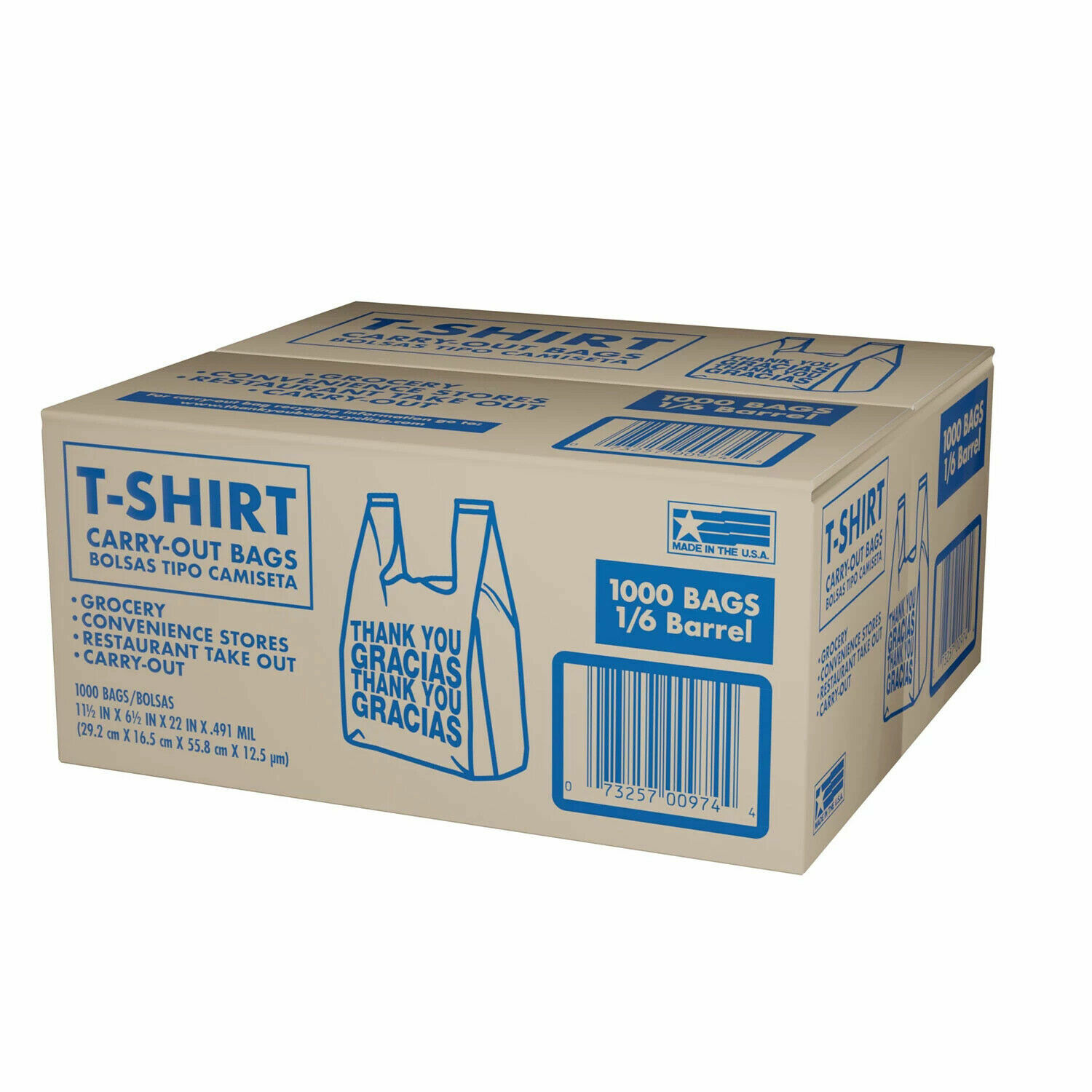 T-Shirt Carry-Out Bags, 11.5″ x 6.5″ x 22″ (1,000 ct.) *FREE SHIPPING*