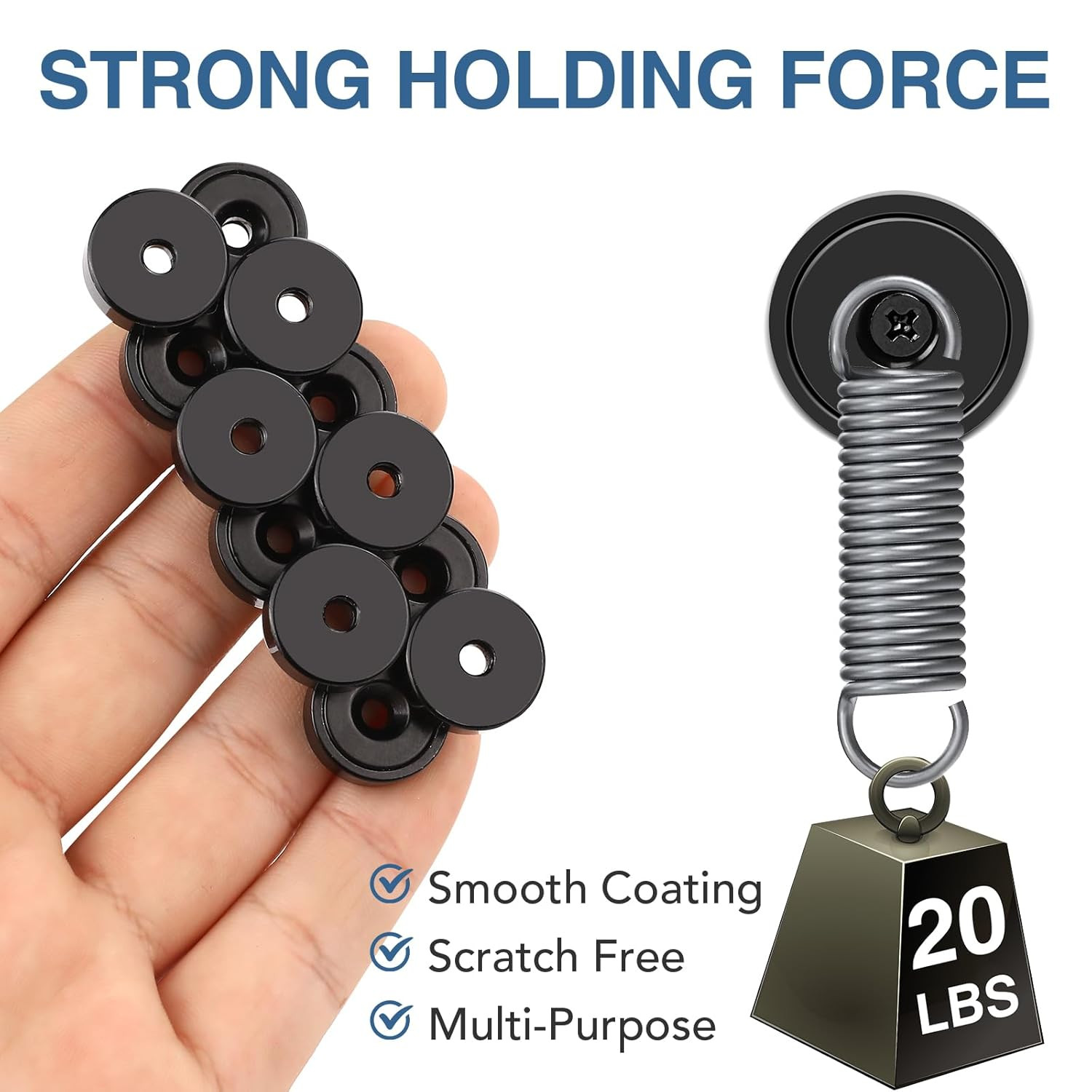 12 Pack Strong Neodymium Magnets, 20Lbs Black Countersunk Magnets for Wall Mount