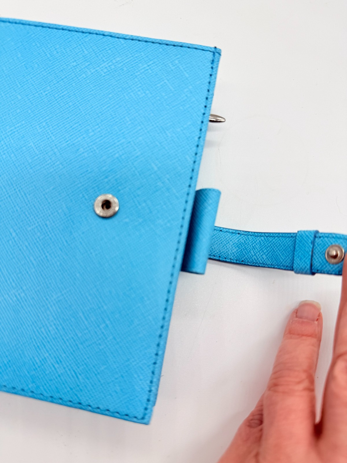 Filofax Pocket size Portobella Powder Blue Italian Leather Organizer unused