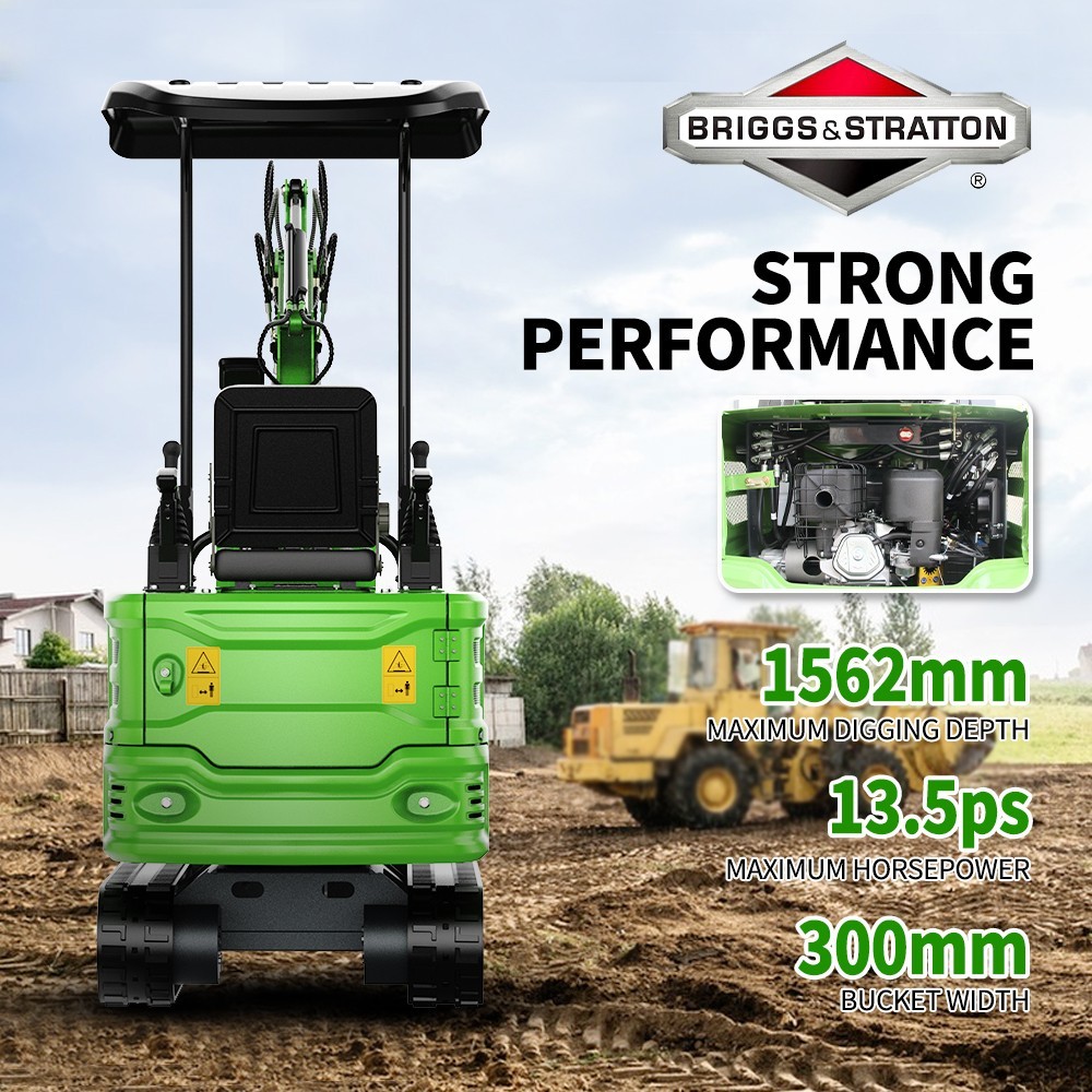 Free Ship Mini Excavator 1 Ton Digger 13.5hp Gas Tracked Crawler B&S EPA Engine