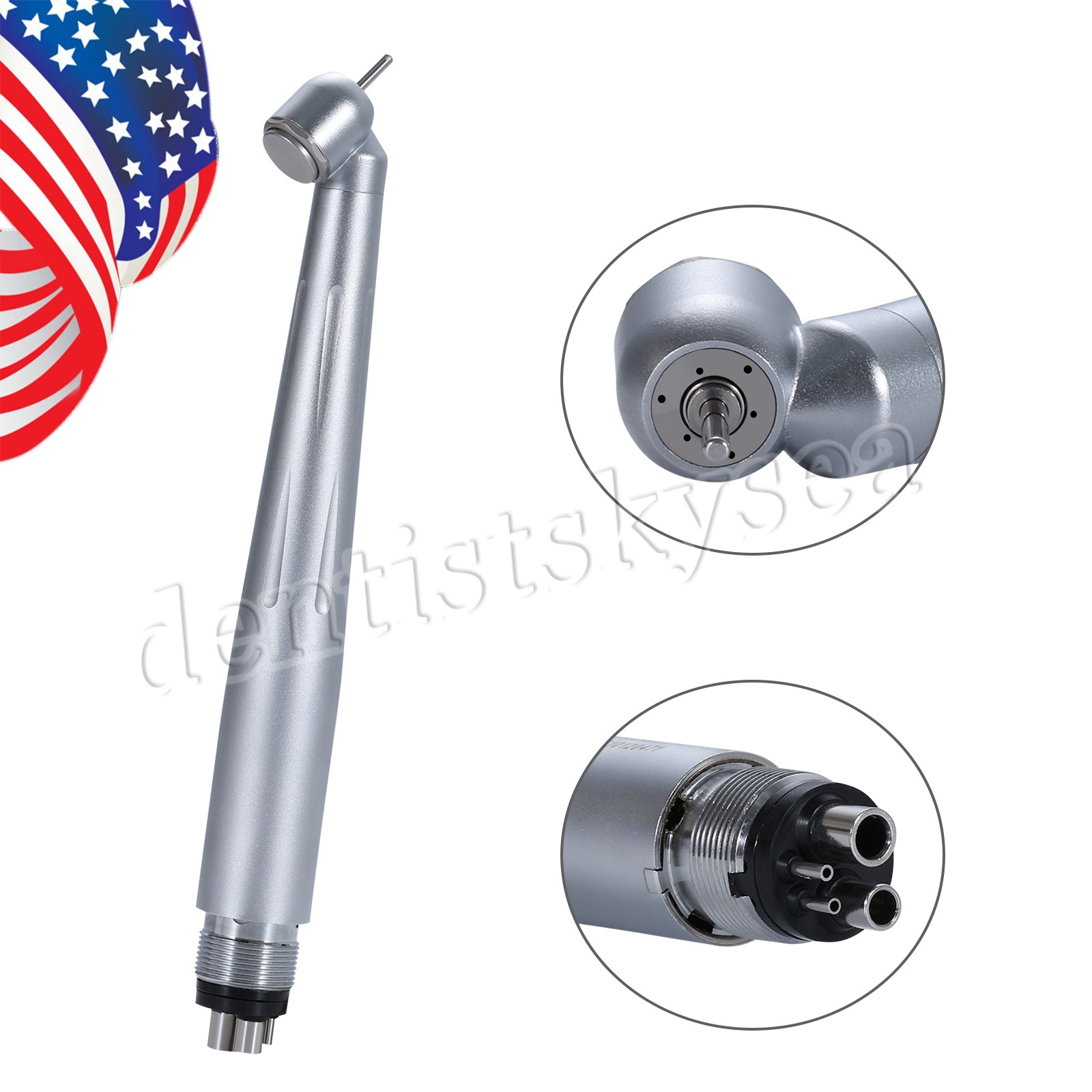Dental 45° High Speed Handpiece Surgical Single Spray 4Hole Push Steel Turbine