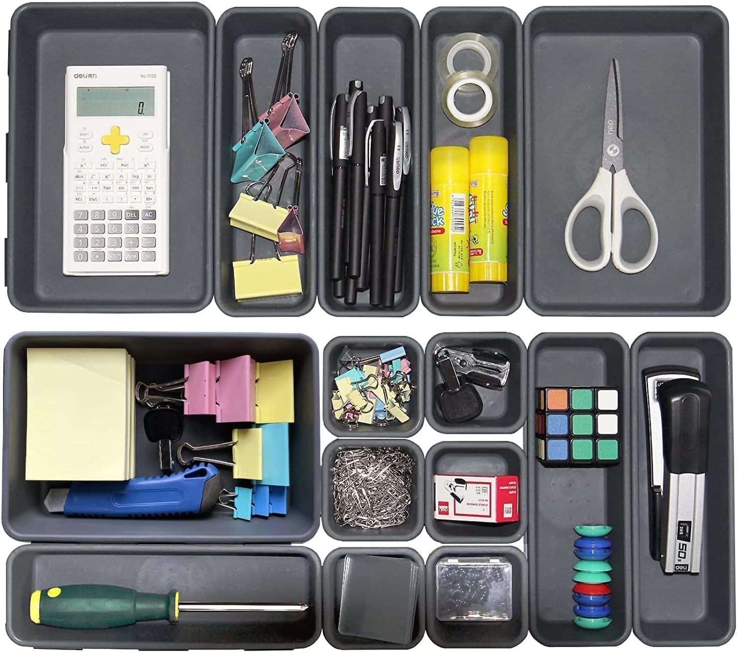 15 PCS Interlocking Desk Drawer Organizer Separator for Office,Bathroom,Kitch…