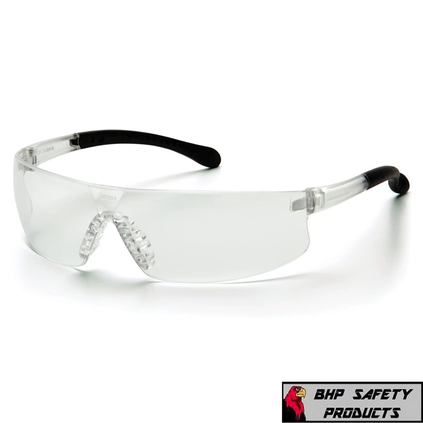 PYRAMEX PROVOQ FRAMELESS SAFETY GLASSES SOFT NOSEPIECE & RUBBER TEMPLES 12 PAIRS