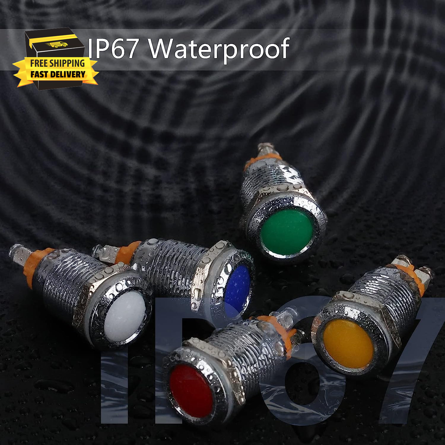 Indicator Light 12Mm 1/2″ Waterproof IP67 Metal Signal Lamp 12V AC/DC LED Pilot