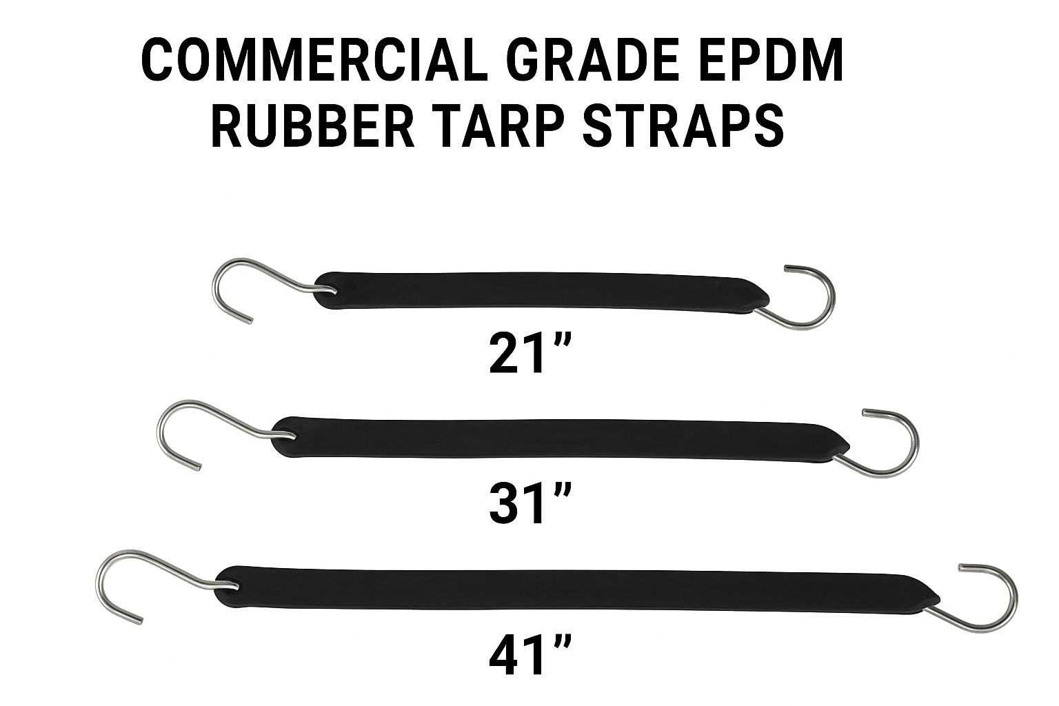 Commercial Grade EPDM Rubber Tarp Straps – 10-Pack – Heavy Duty Bungee Tie-Downs