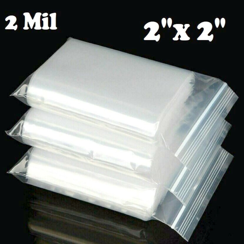 100 Pack 2″x 3″ ZIP LOCKING BAGS 2 MIL CLEAR PLASTIC RECLOSABLE SEAL BAGGIES