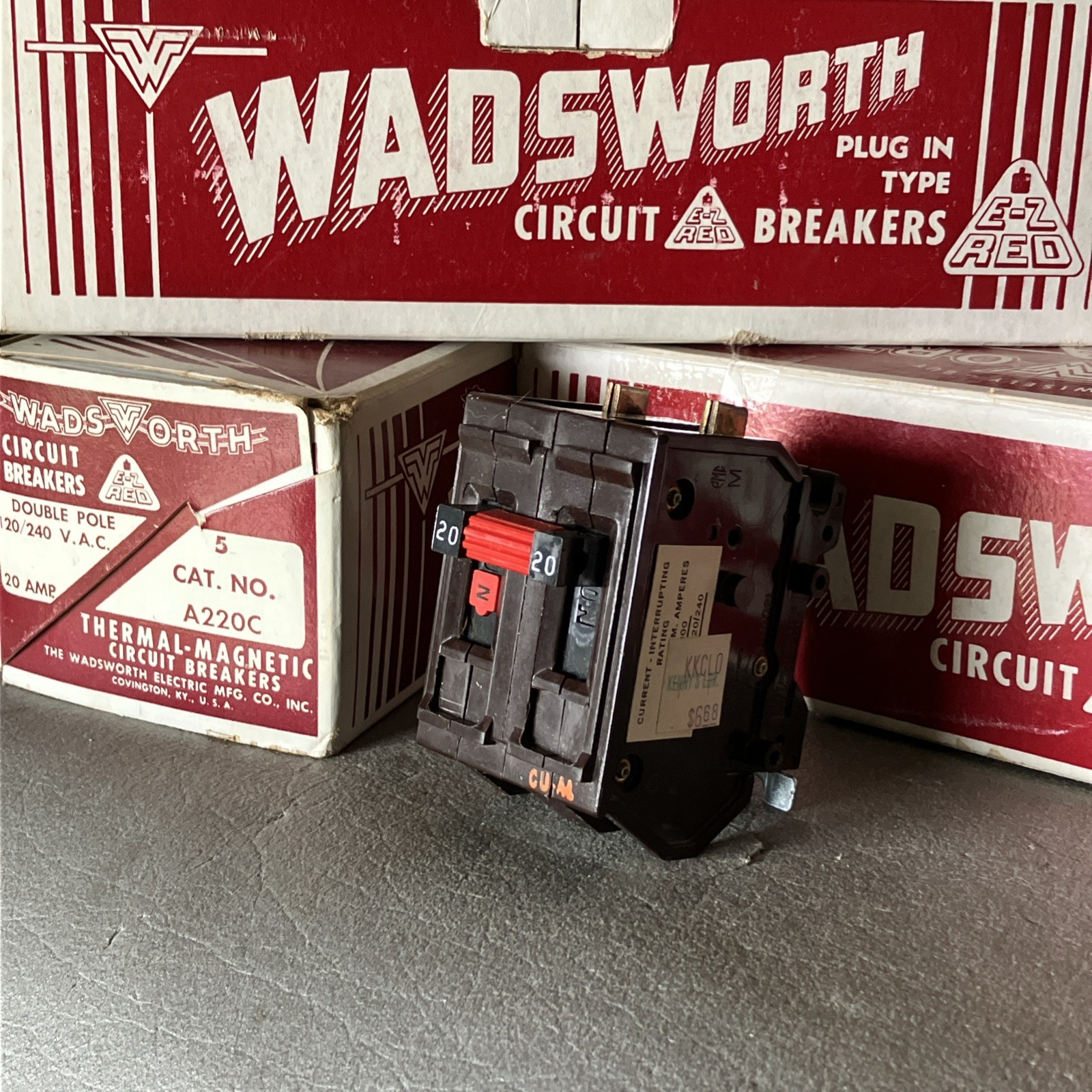 Wadsworth A220A Type A 20 Amp 2 Pole 2P METAL FOOT Circuit Breaker A220 NEW!!!