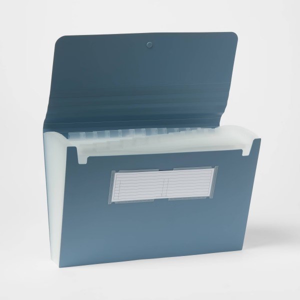 24 Pocket Expanding File Folder Legal Size Slate Blue