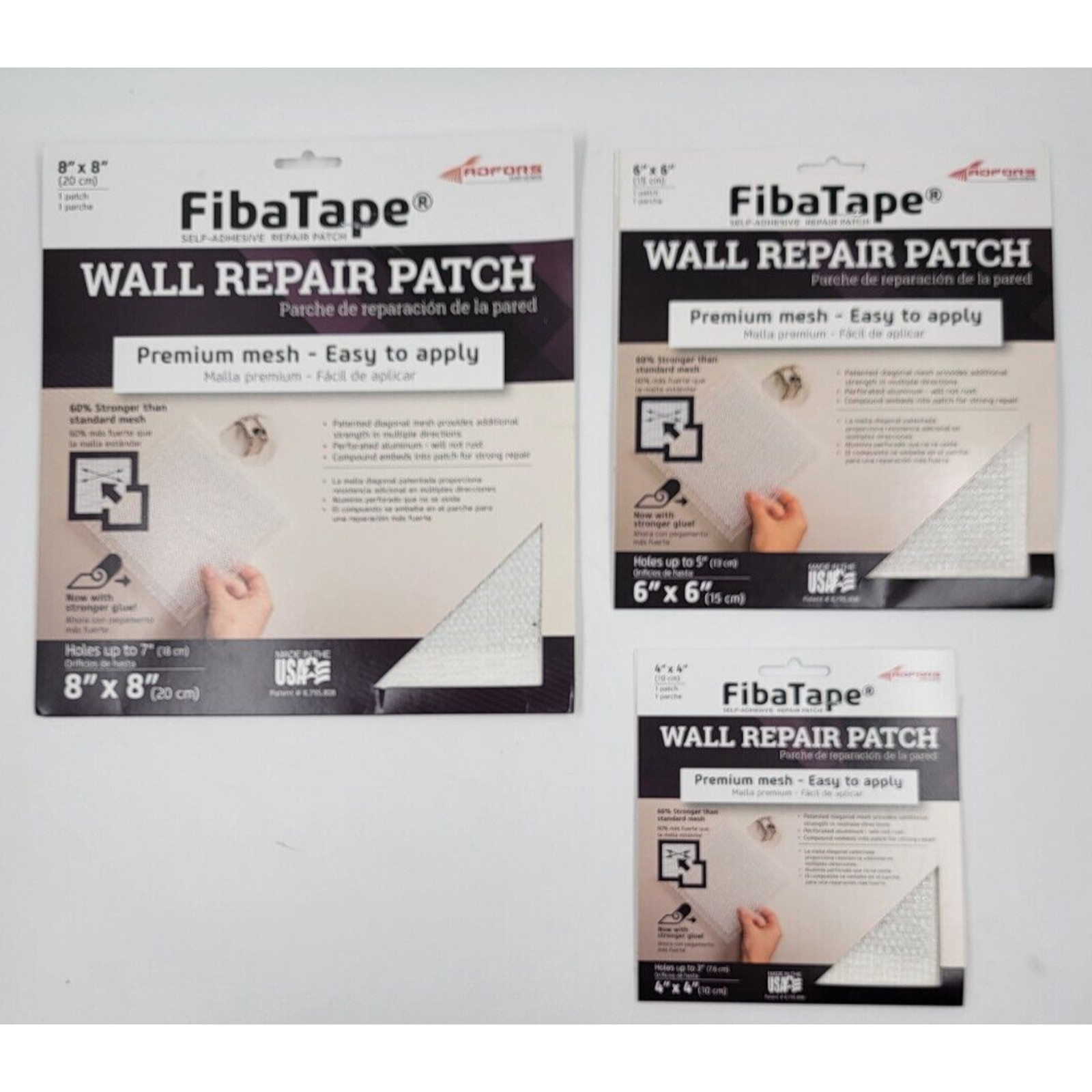 3 Size Wall Hole Self Adhesive Drywall Repair Patch Mesh 8”X8” 6″X6″ 4″X4″