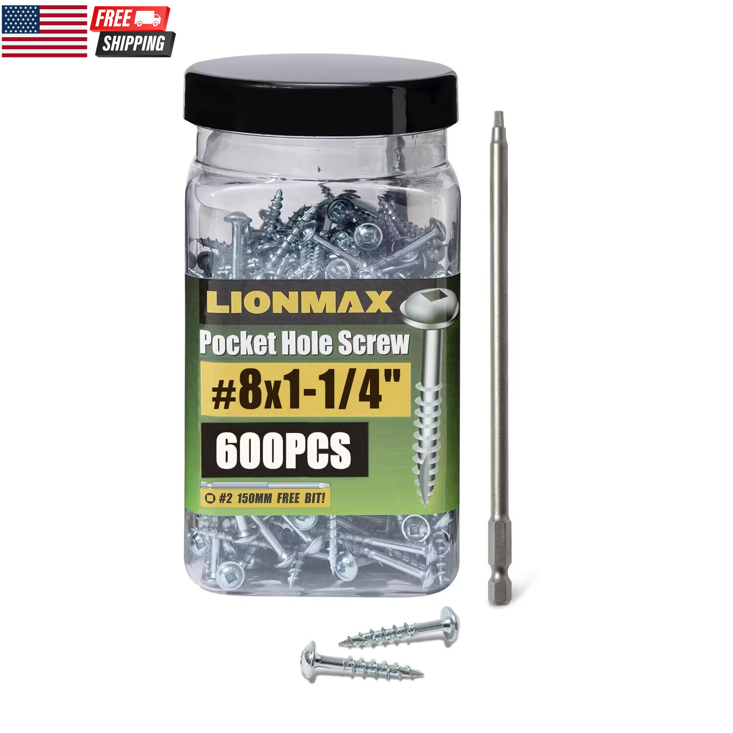Pocket Hole Screws 1-1/4 Inch, 600 PCS Interior Pocket Screw #8 X 1-1/4″, Coarse