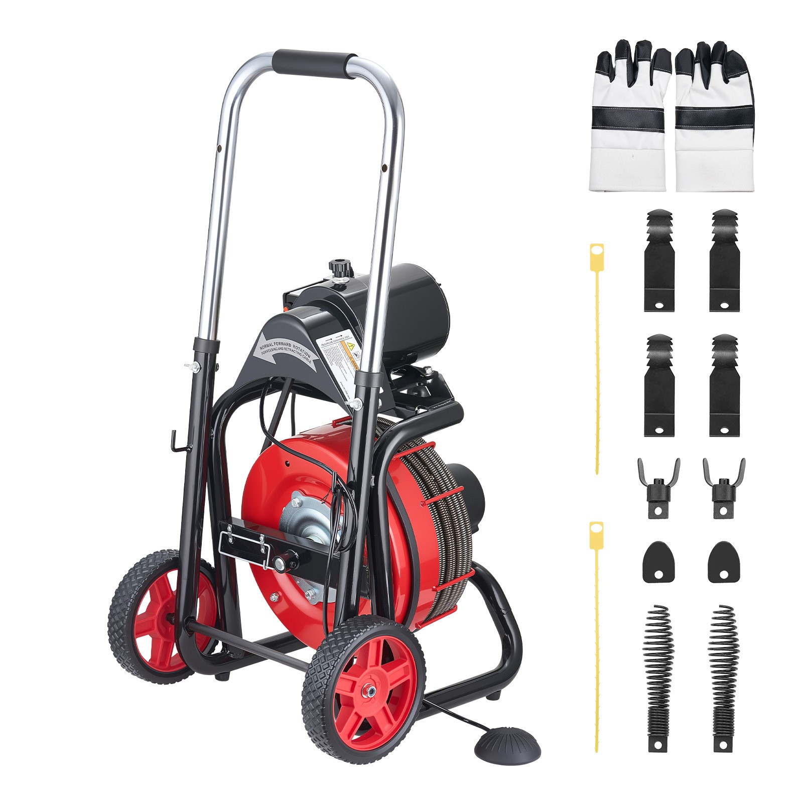 VEVOR Drain Cleaner Machine Electric Drain Auger 100FT x 1/2 Inch Auto Feed