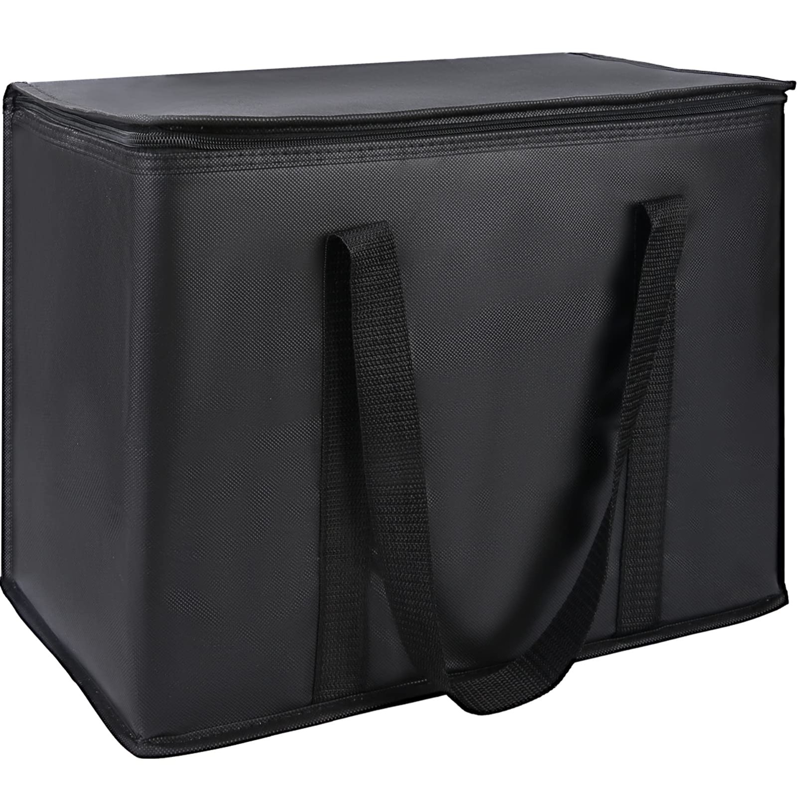 CIVJET 1-Pack Insulated Reusable Grocery Bags, 16 x 13 x 9 inches, Black
