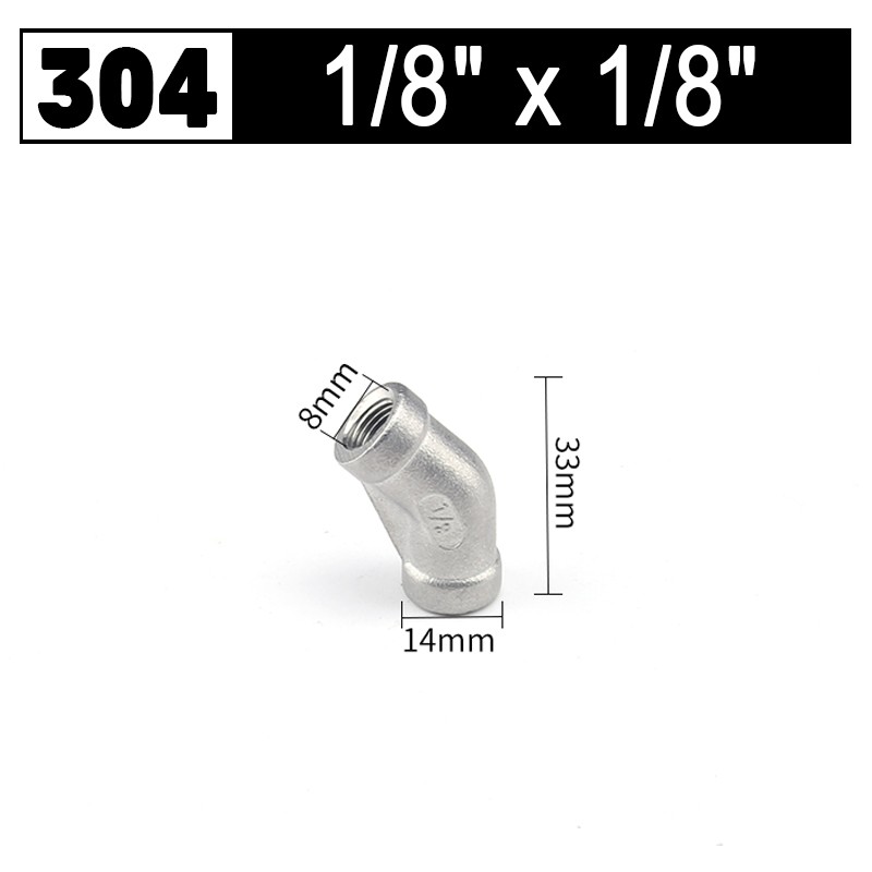 Stainless Steel 45° Elbows Female x Female Pipe Fittings 1/8″ to 2″ Threaded