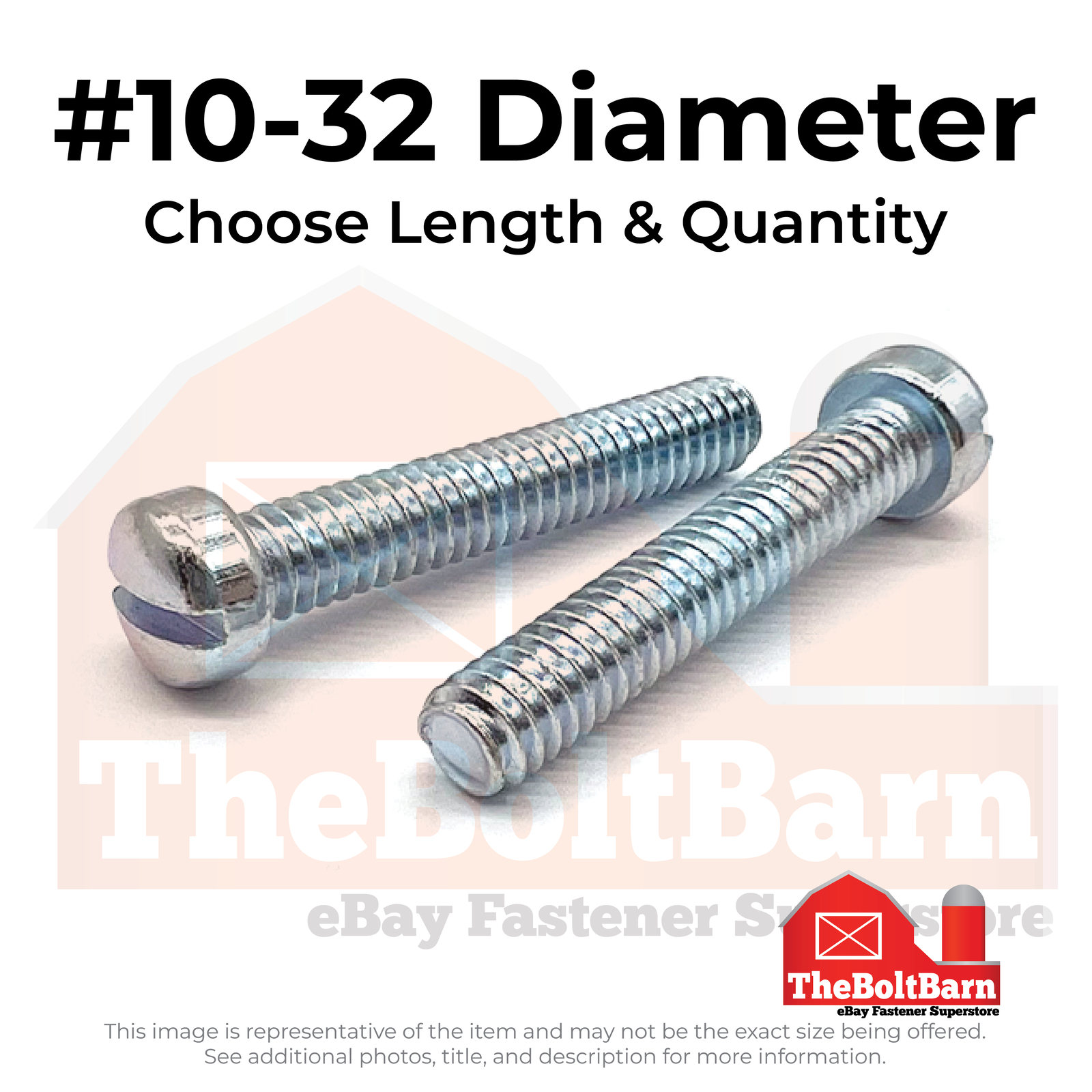 #10-32 Slotted Fillister Head Machine Screws Zinc Clear (Choose Length & Qty)