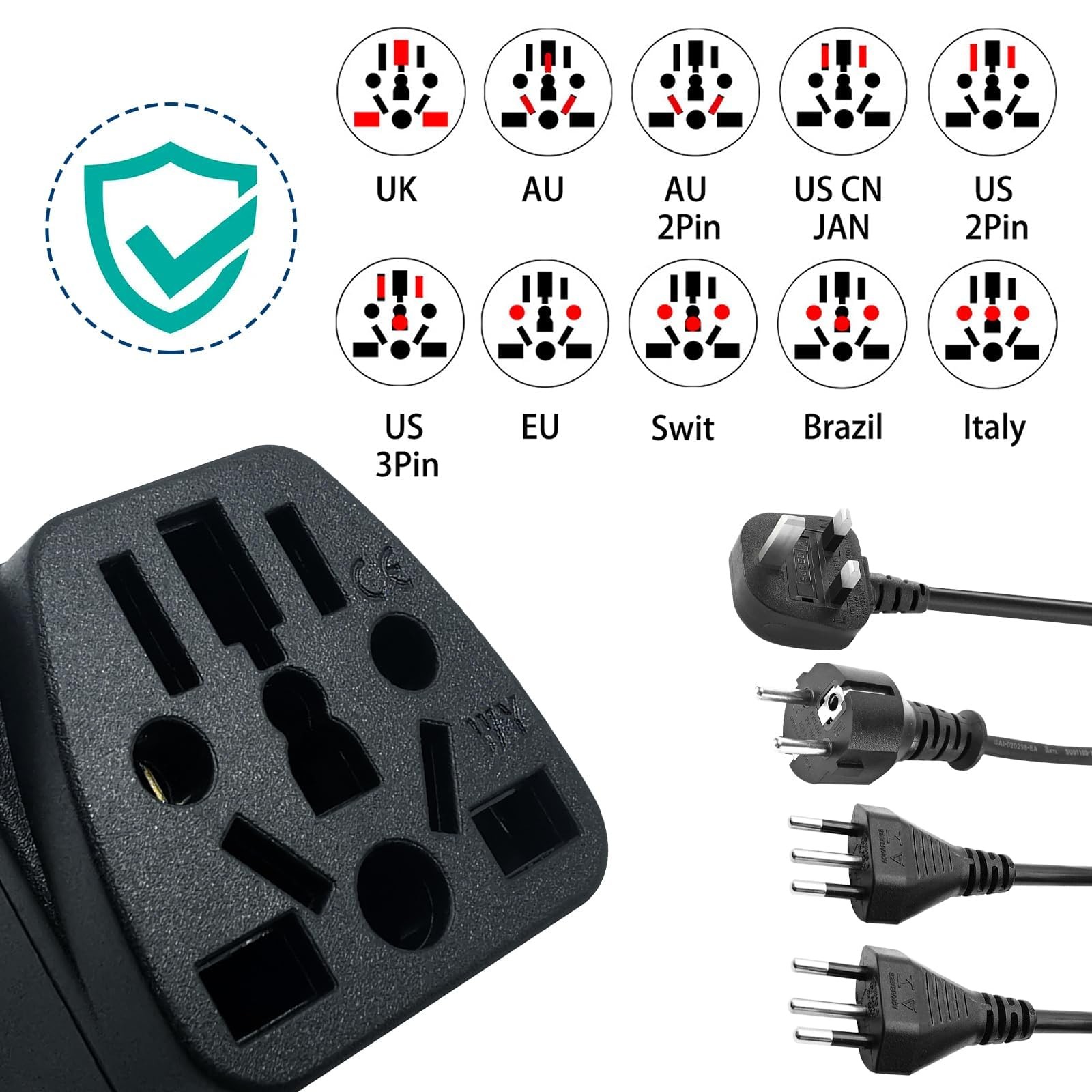 European to US Plug Adapter, 2 Pack US Travel Plug Adapter, UK to US Plug Adapte