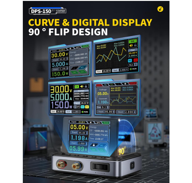 Fuente DC Ajustable 0-30V 5A Programable PD QC Pantalla IPS Digital. Nuevo