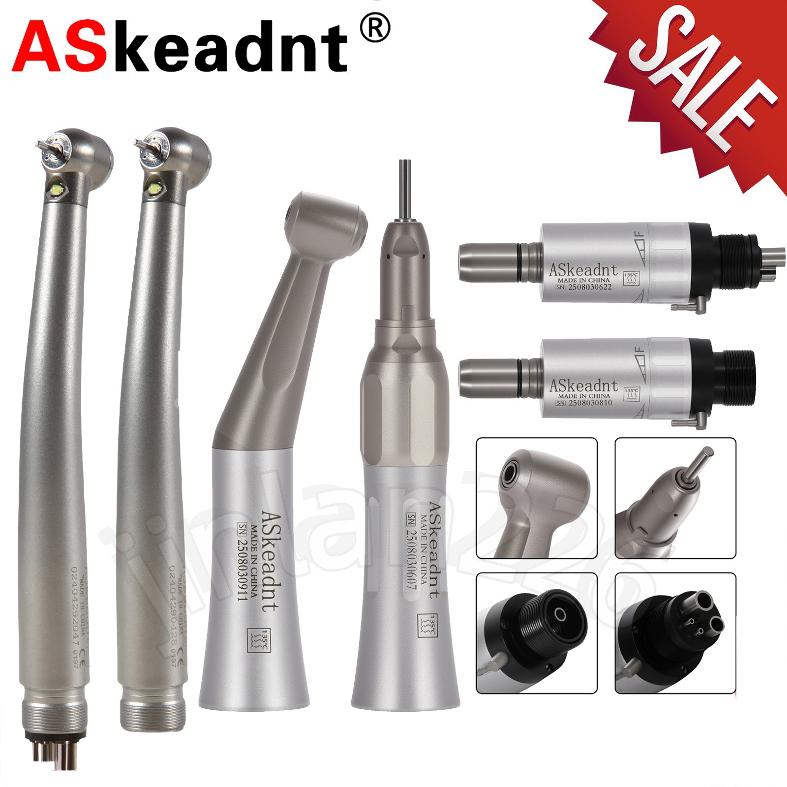 Dental Kit de pieza de mano turbina fibra óptico LED de alta y baja velocidad