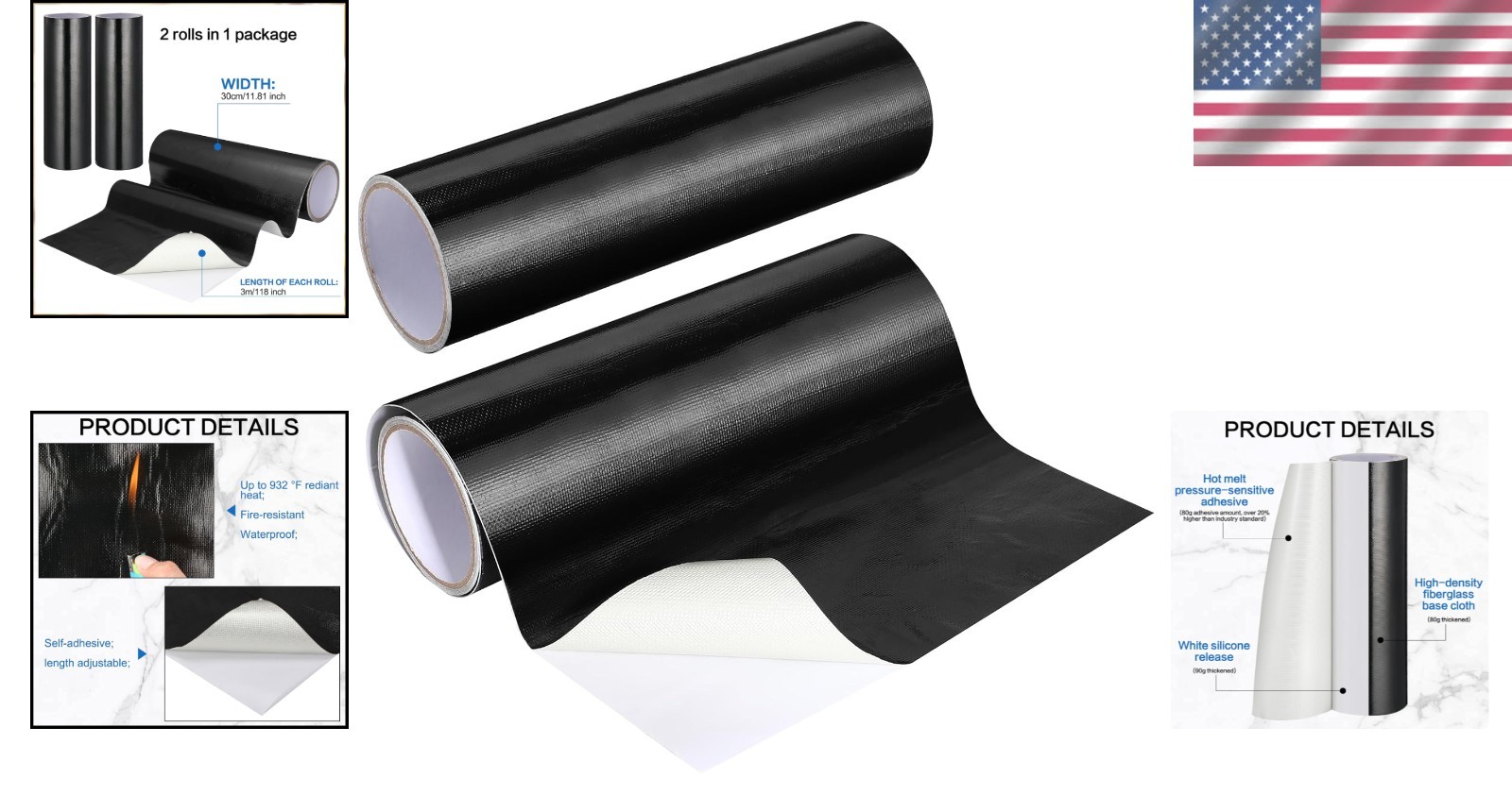 Heat Shield Barrier Tape Heat Insulation Fiberglass Aluminum Reflective