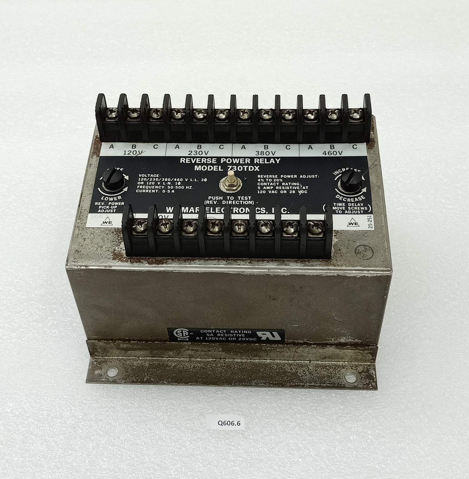 Wilmar Electronics 730TDX Reverse Power Relay 50-500Hz , 120V-460V , 0-5A