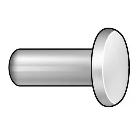 Solid Rivet, Flat Head, 0.375 In Dia., 0.75 In L, Steel Body, 25 Pk, 411212U