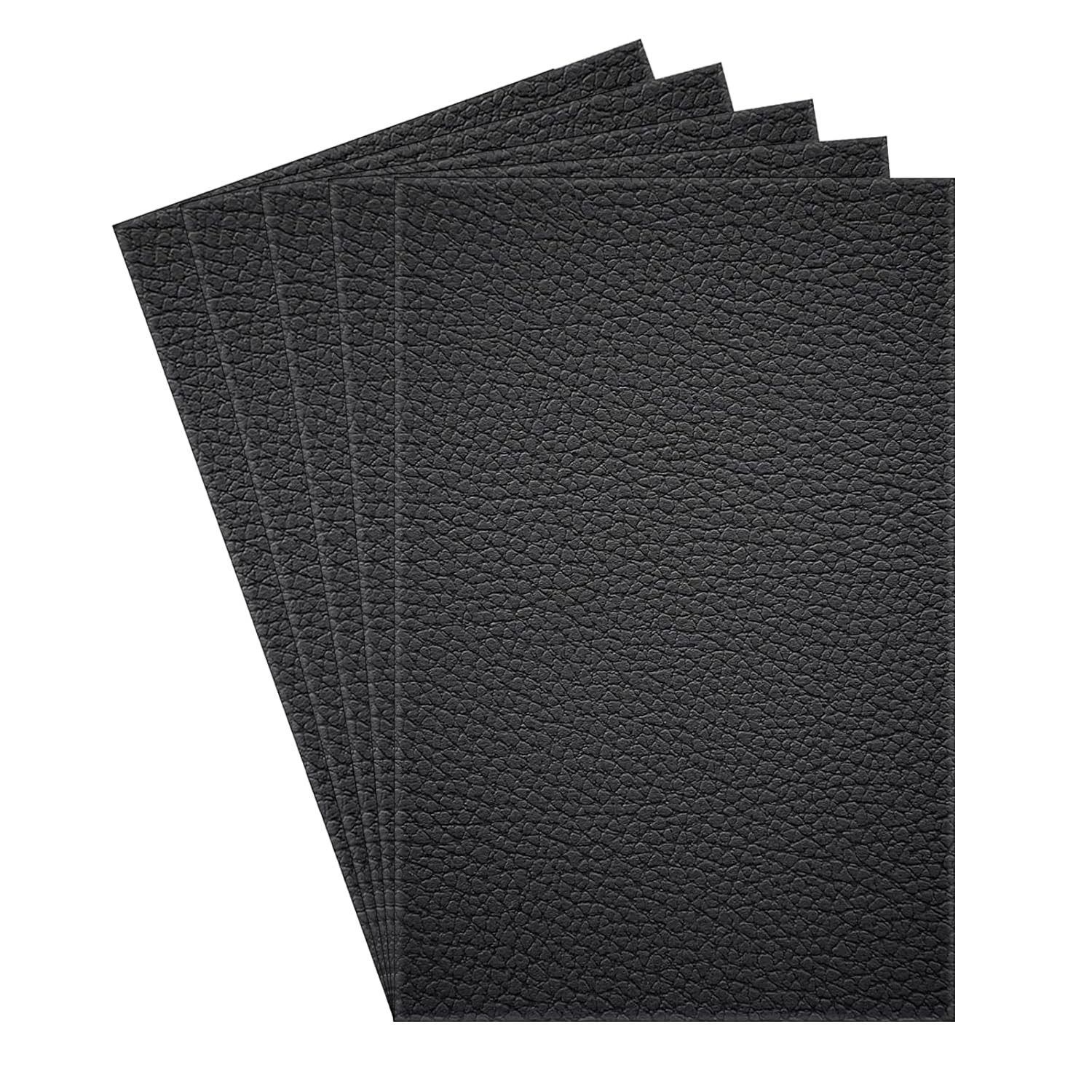 5pcs Parche Adhesivo Piel Sintetica 8x12in Negro Reparacion Sofa Asiento
