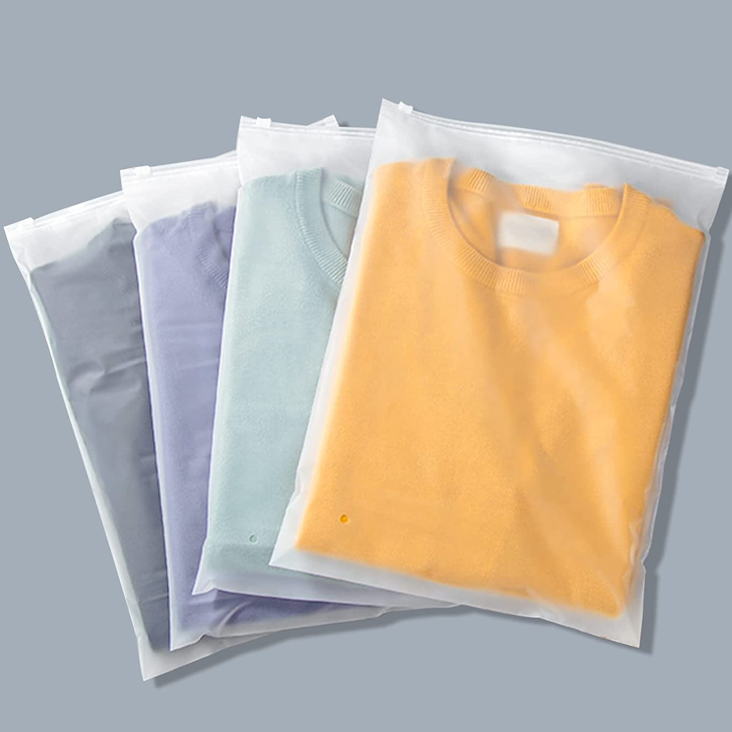 T-Shirt Bags, 100PCS 9X12 Inch Frosted Zipper Packaging Bags for Clothing, Resea
