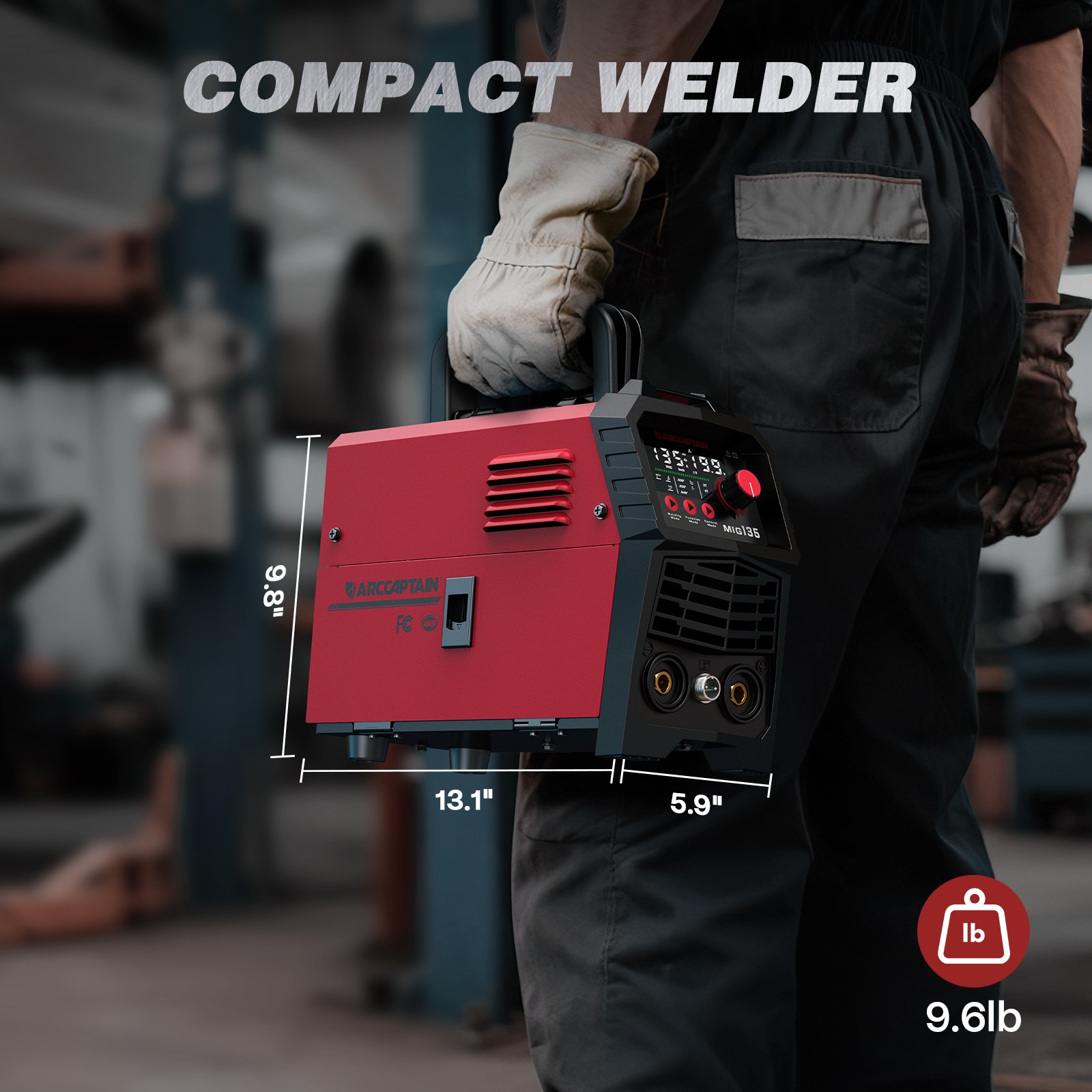 ARCCAPTAIN MIG Welder 135A Flux Core MIG/Lift TIG/Stick 3 in 1 w/ Welding Helmet