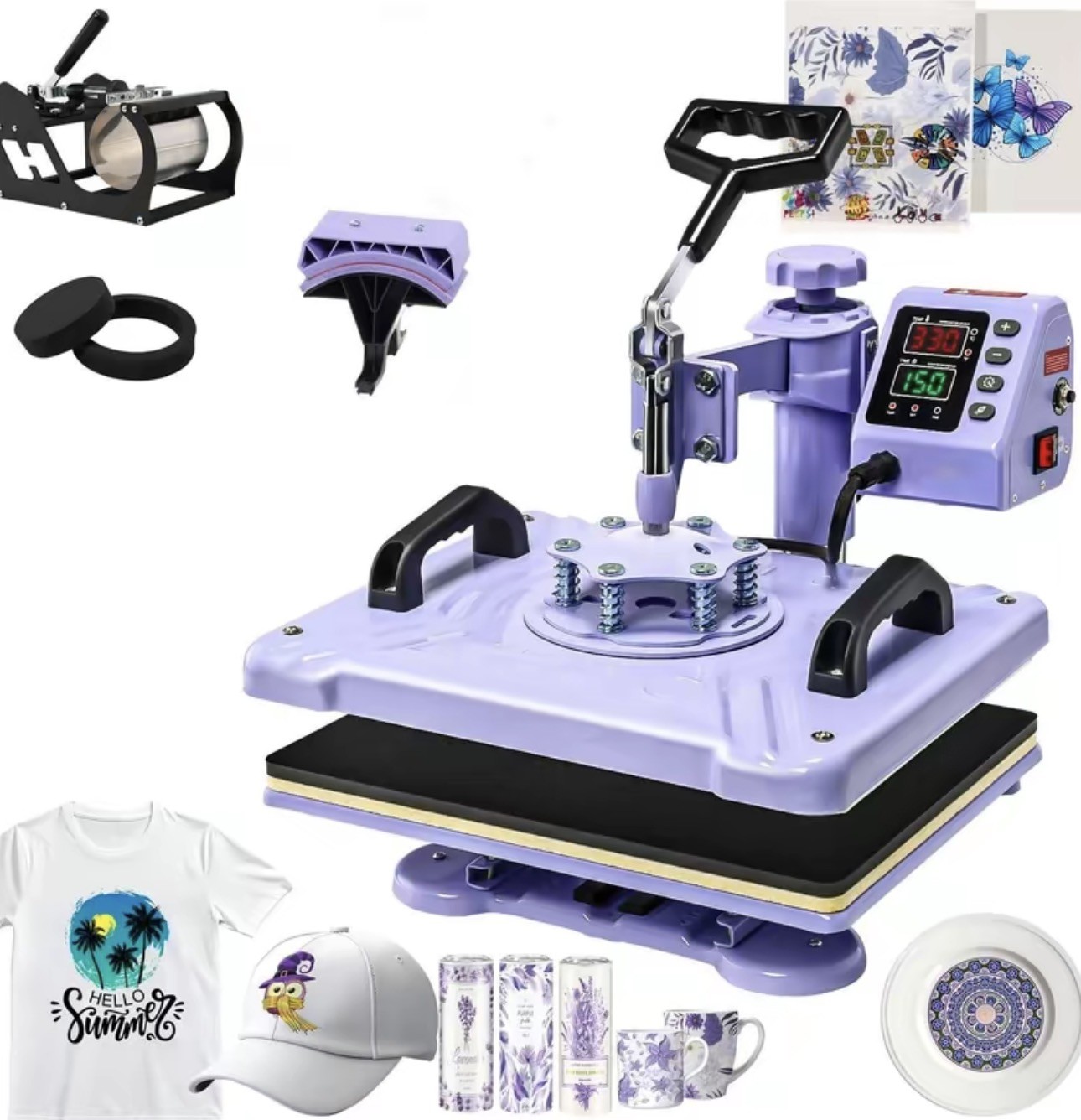 5 in 1 Heat Press Machine Digital Transfer Sublimation T-Shirt /Mug/Plate Hat