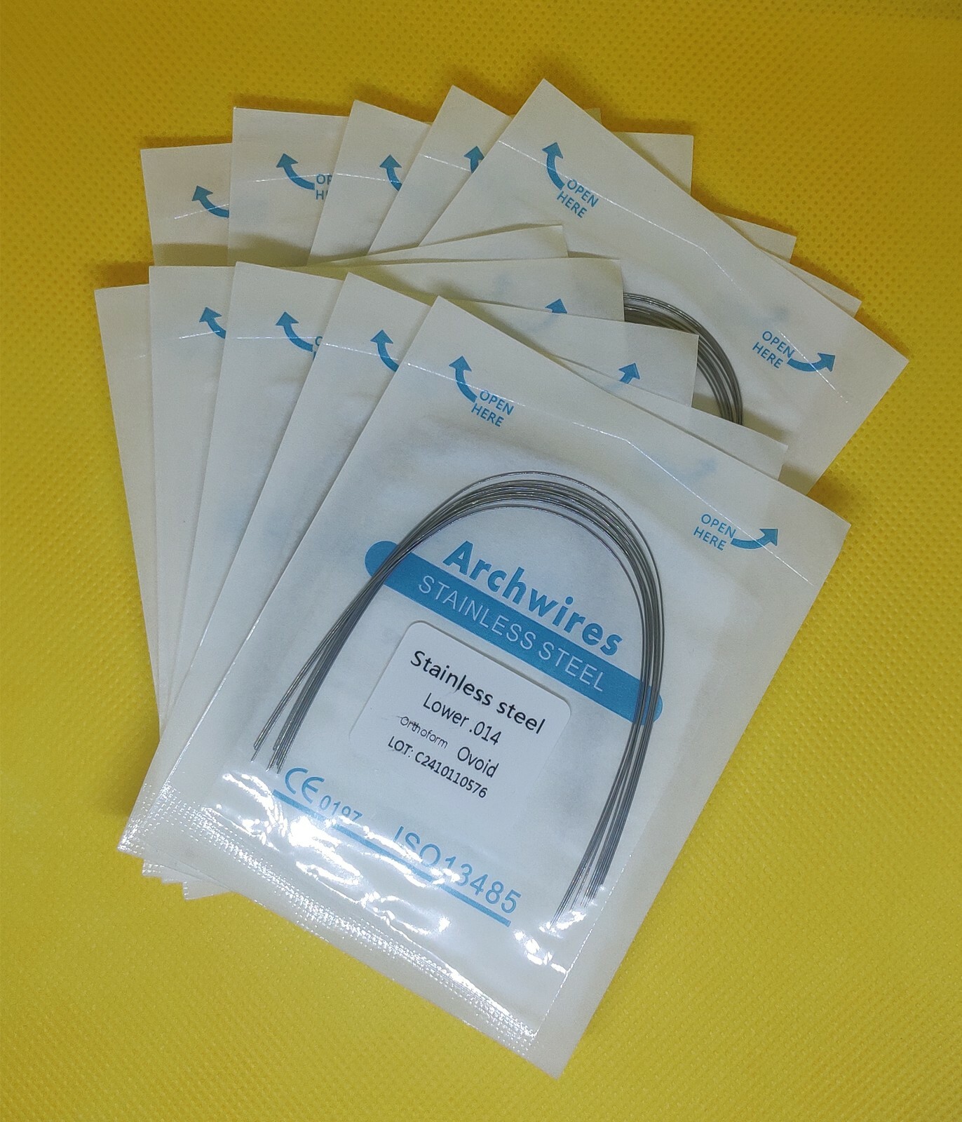 10Packs 100Pcs Dental Stainless Steel Arch Wires Orthodontic Round Ovoid Form