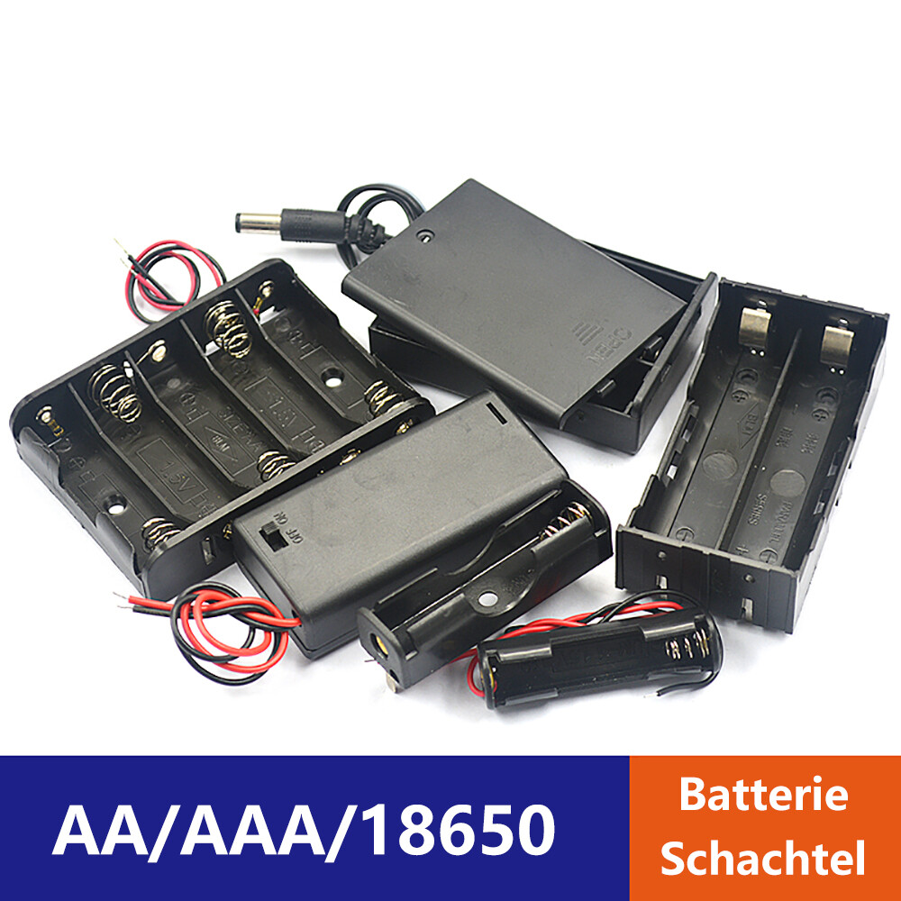 Batteries Box Case Storage With Wire Switch 1 ~ 8 x AA/AAA/18650 Battery Holder