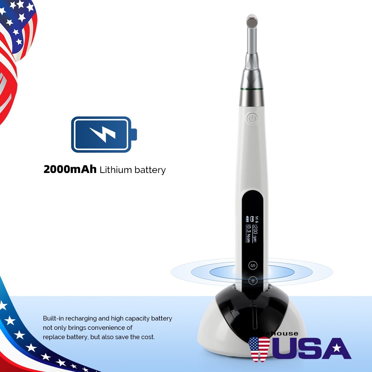 Dental Wireless LED Electric Endo Motor 16:1 Contra Angle Root Canal