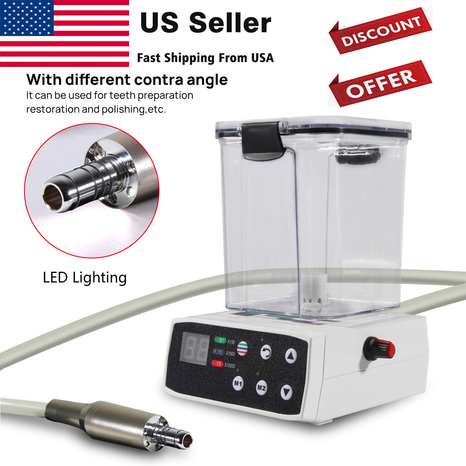 Dental Brushless LED Electric Motor fit 1:1 /1:5 /16:1 For Lab Practice sk