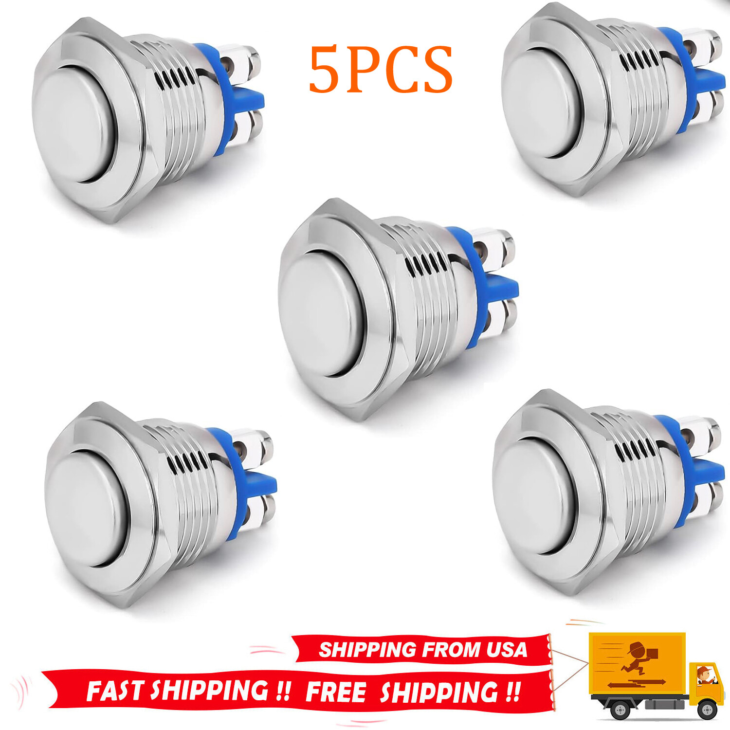 5pcs Momentary Push Button Switch 19mm Horn Button Switch with Screw Terminal