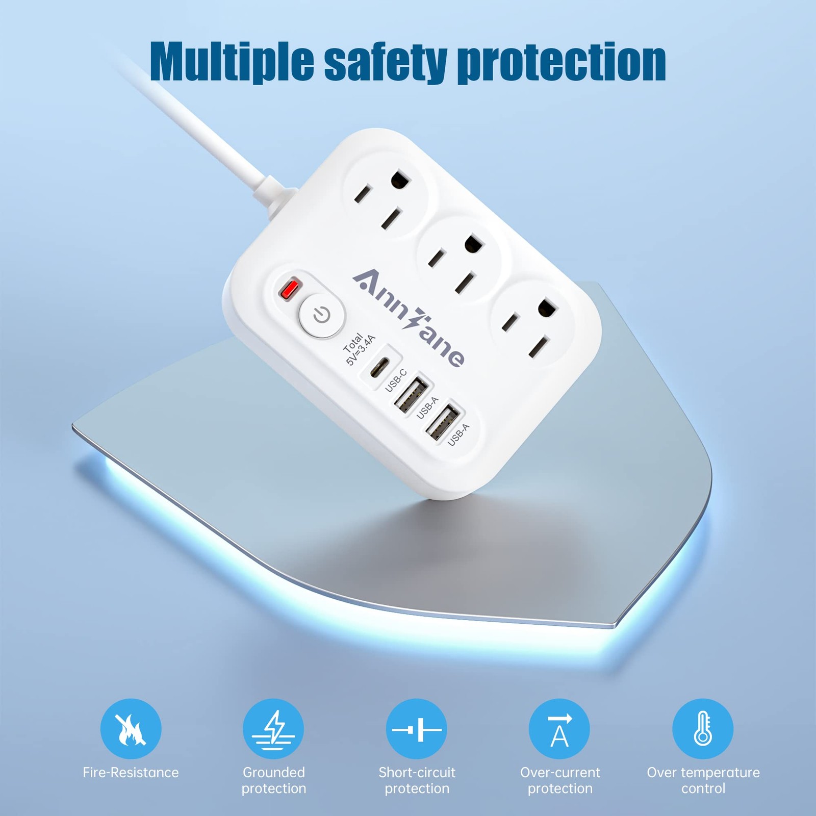 European Travel Plug Adapter with 4ft Extension Cord, (not for Uk) Us To Europea