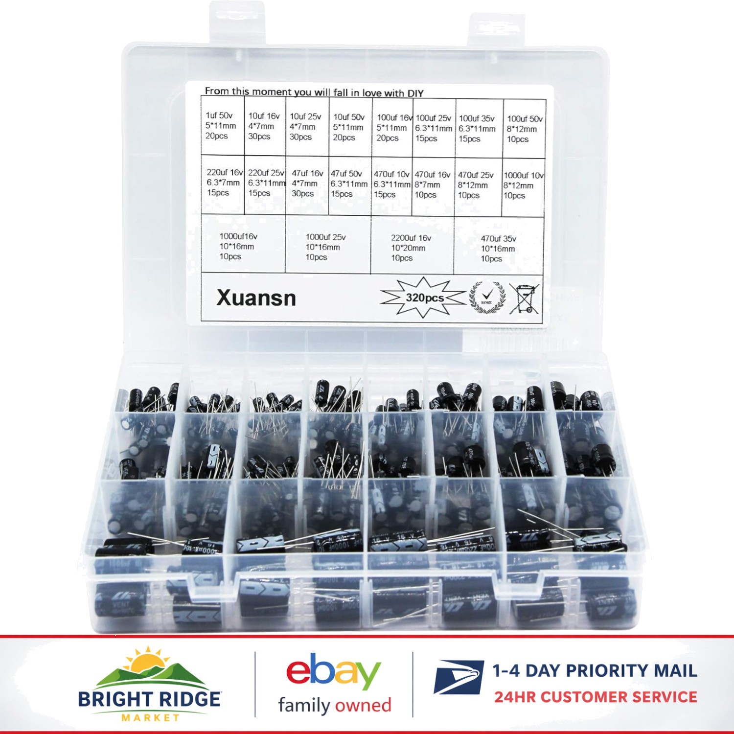 Rectangular Electrolytic Capacitors 320PCS for Electronic Projects & Repairs
