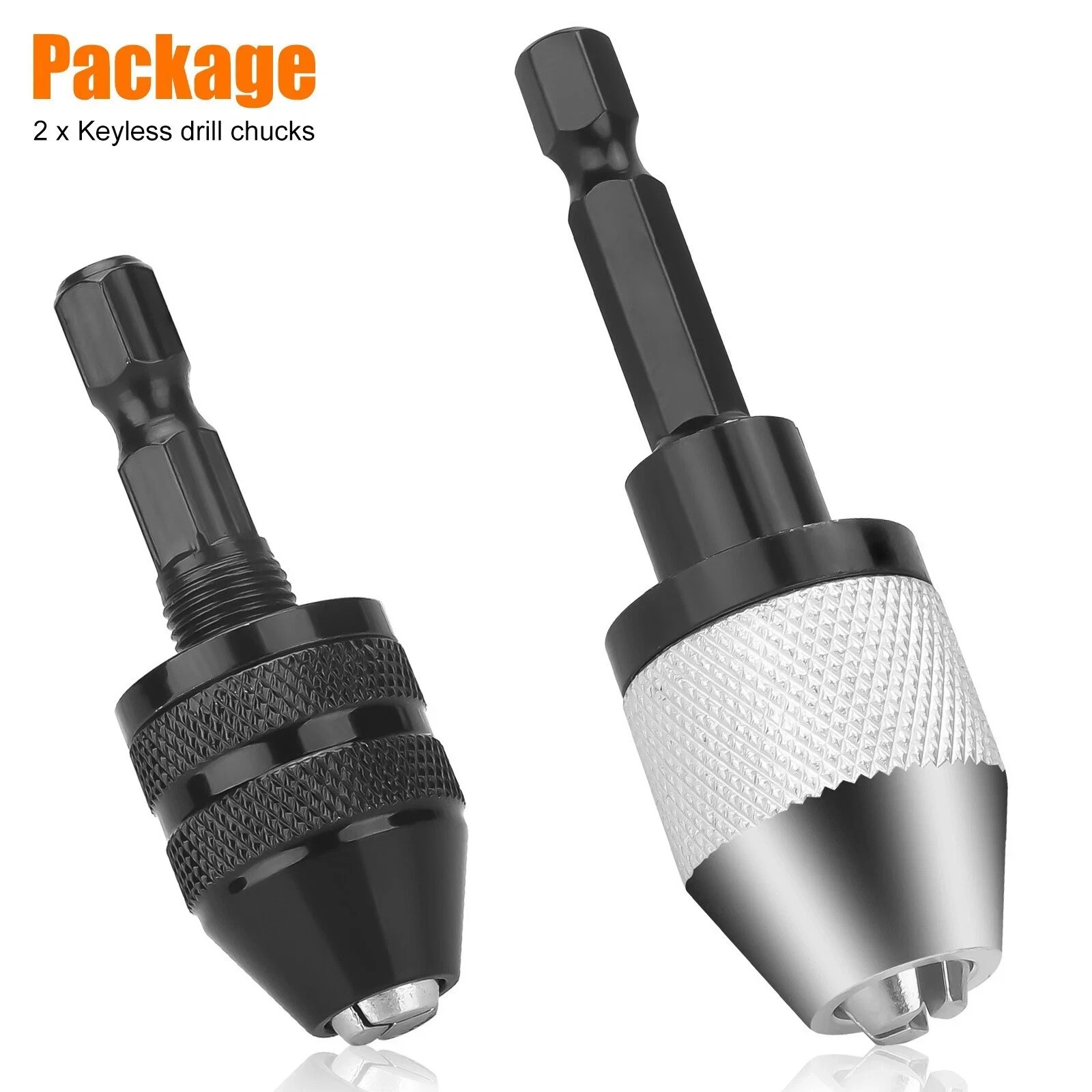 2x Keyless Chuck Conversion 1/4″ Hex Shank Adapter Drill Bit Quick Change Driver
