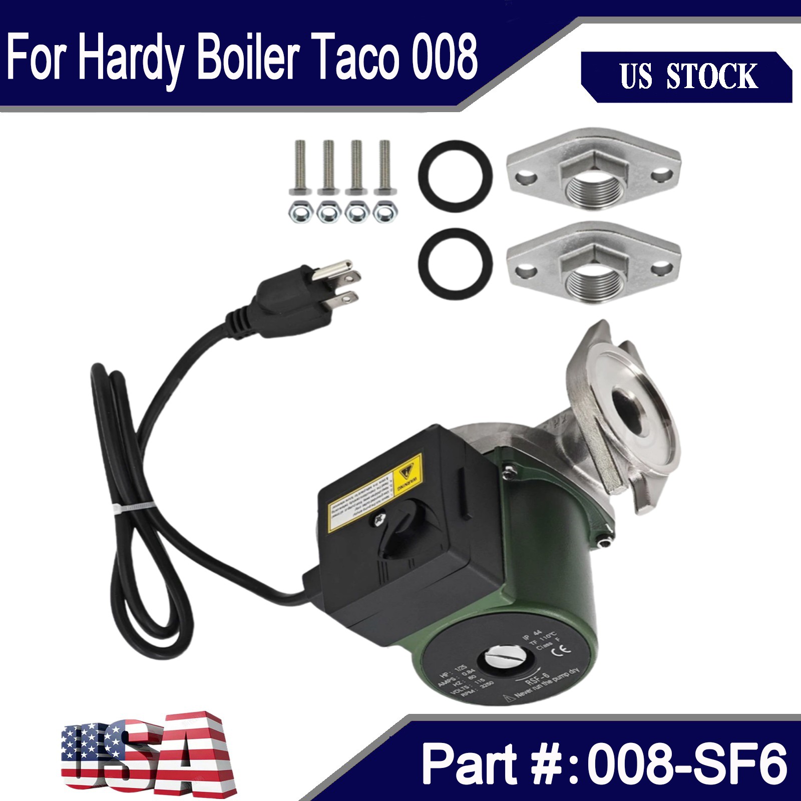 For Hardy Boiler Taco Stainless Steel Circulator Pump 115V 1/25hp 008-SF6 US