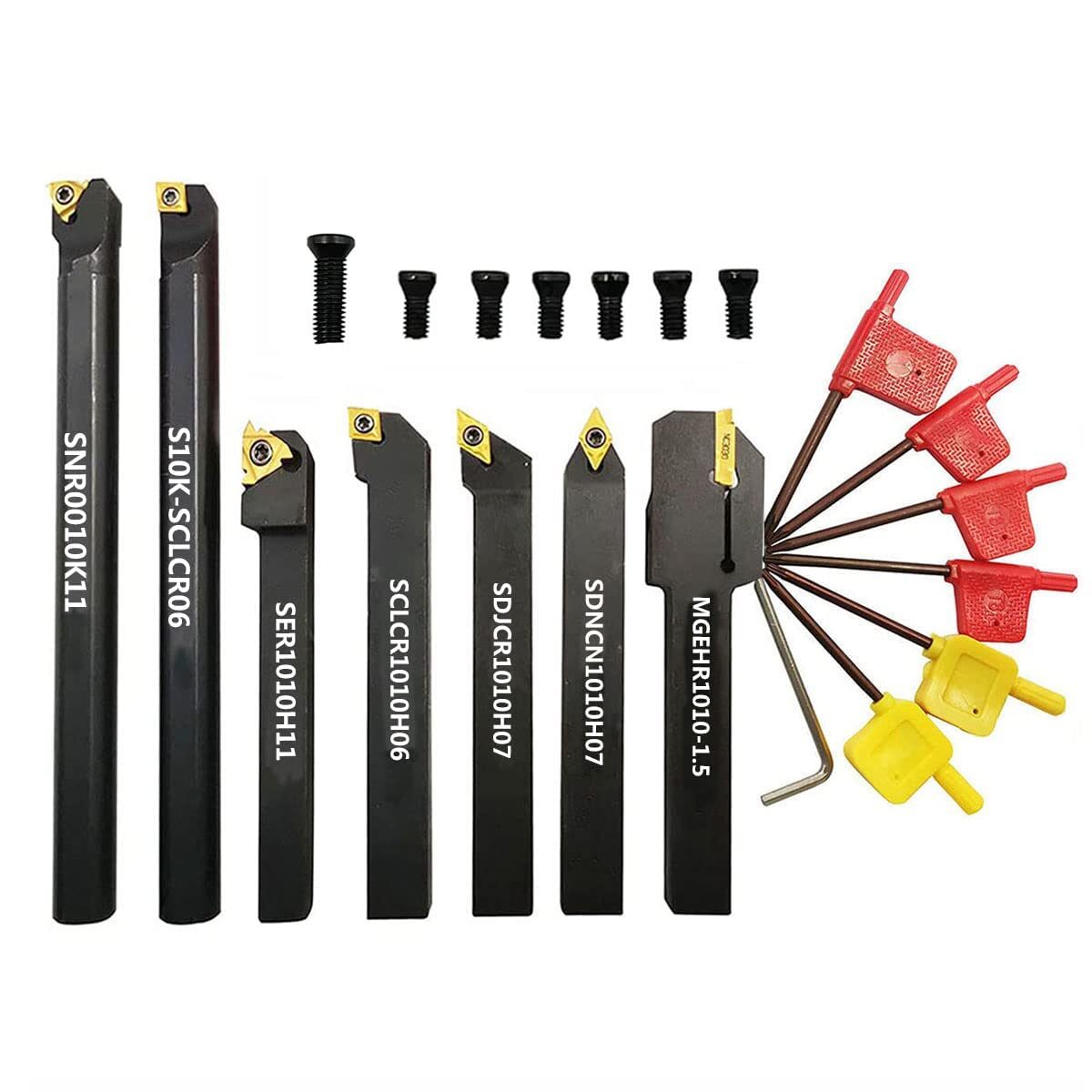 3/8″ 10mm Shank Indexable Carbide Lathe Turning Tool Holder Set Cutting Tools
