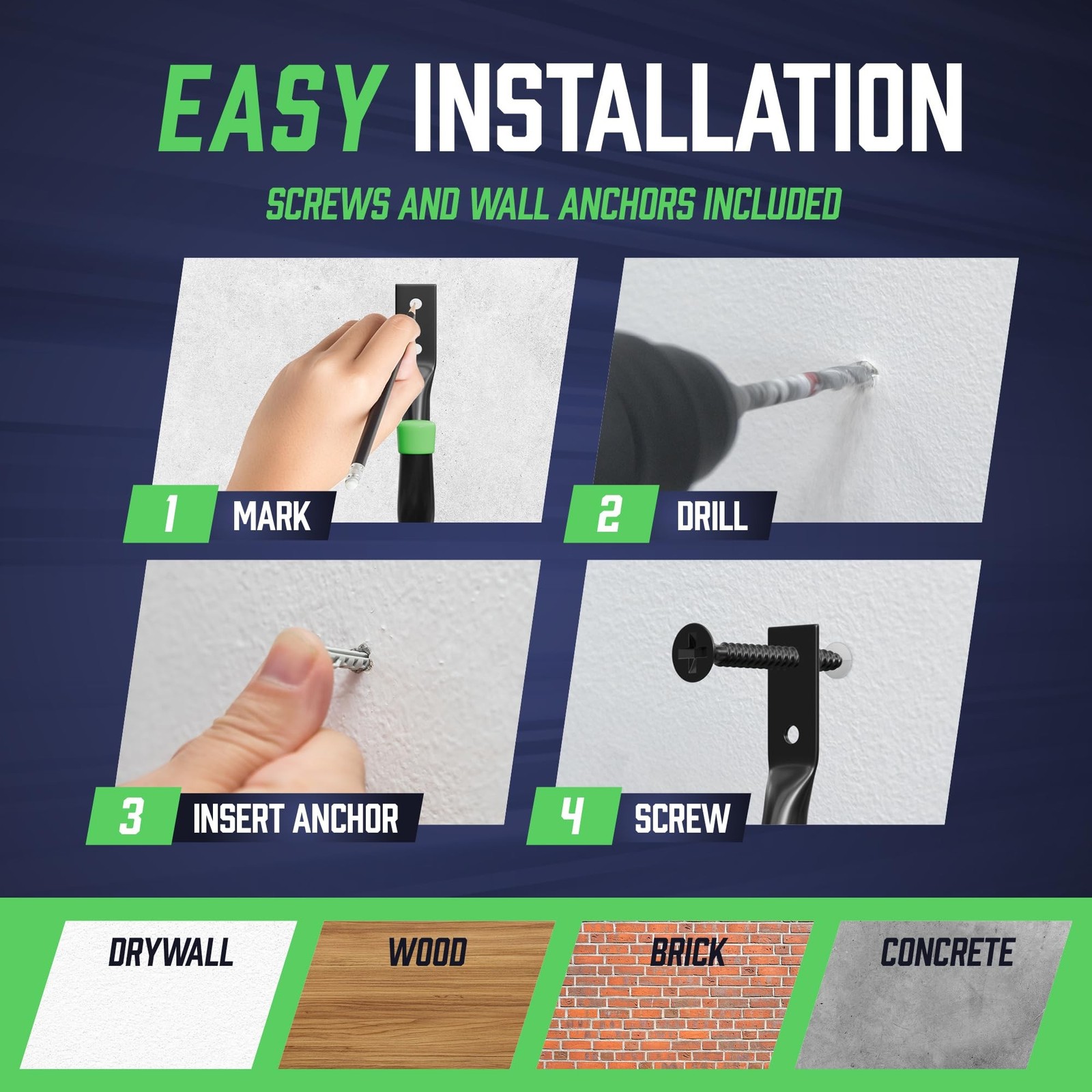 PRIMERIVER Heavy Duty Garage Storage Hooks | J-Hook Wall Mount Hangers with S…