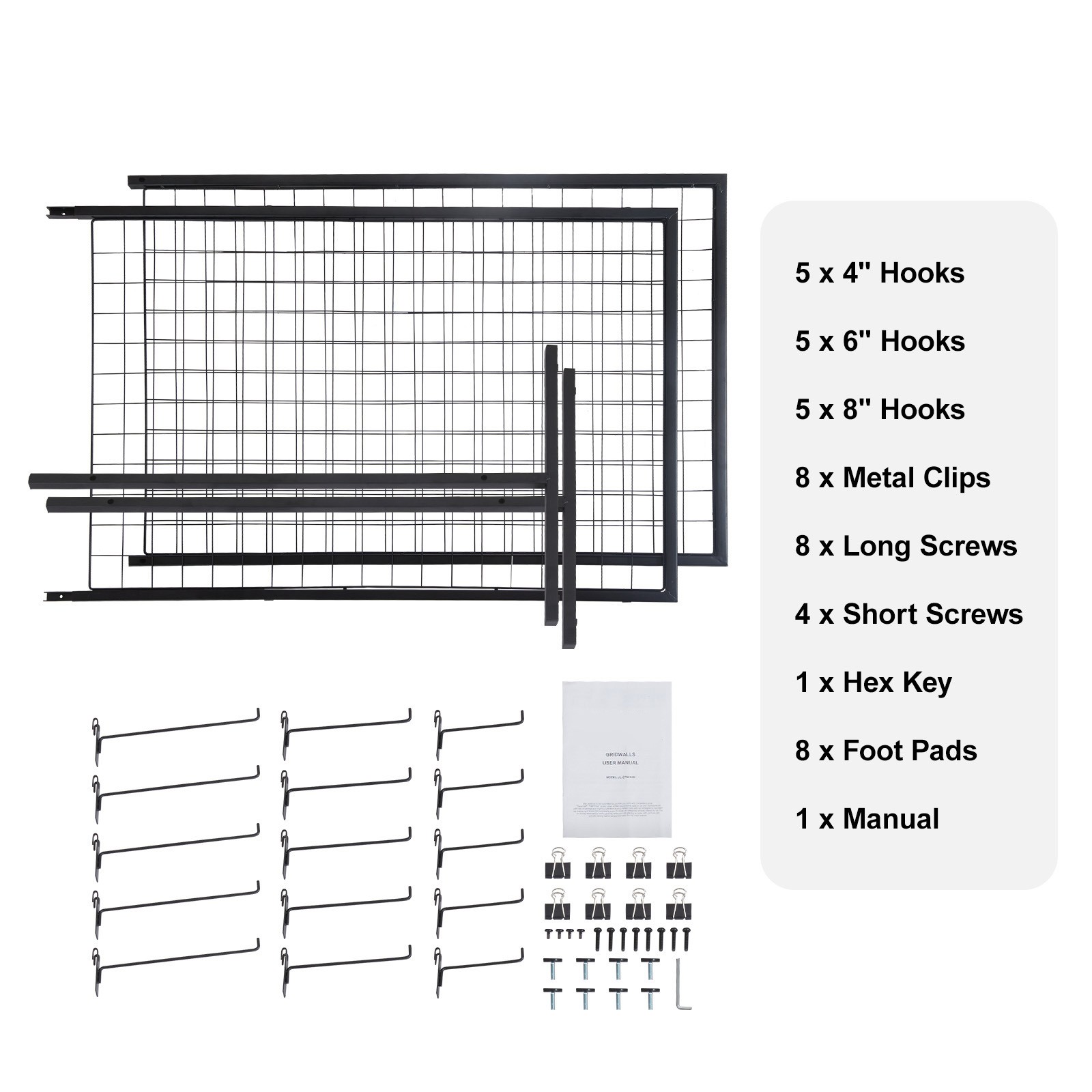 VEVOR 2′ x 5.6′ Grid Wall Panels Tower 2 Packs Wire Gridwall Display Racks