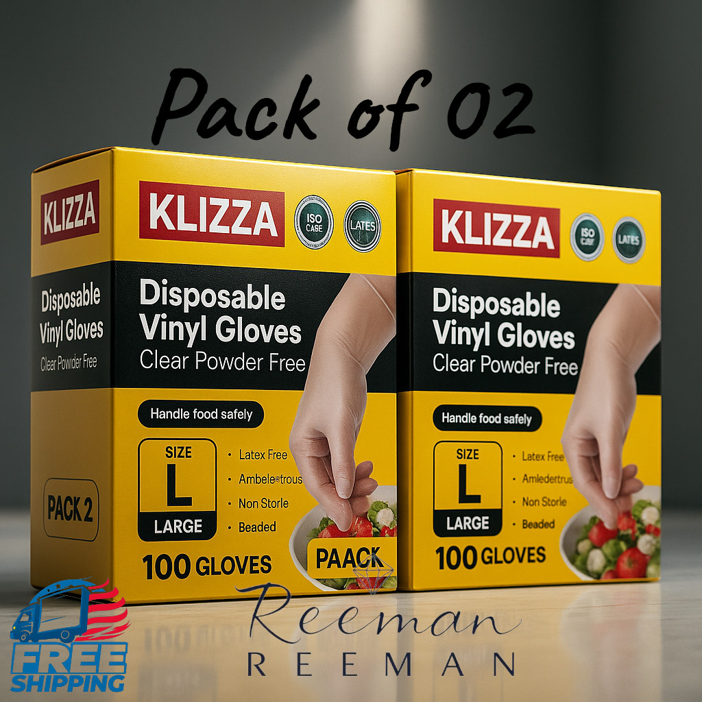 Disposable Vinyl Gloves Latex Powder Free Clear Plastic Gloves 200 ct Pack of 2