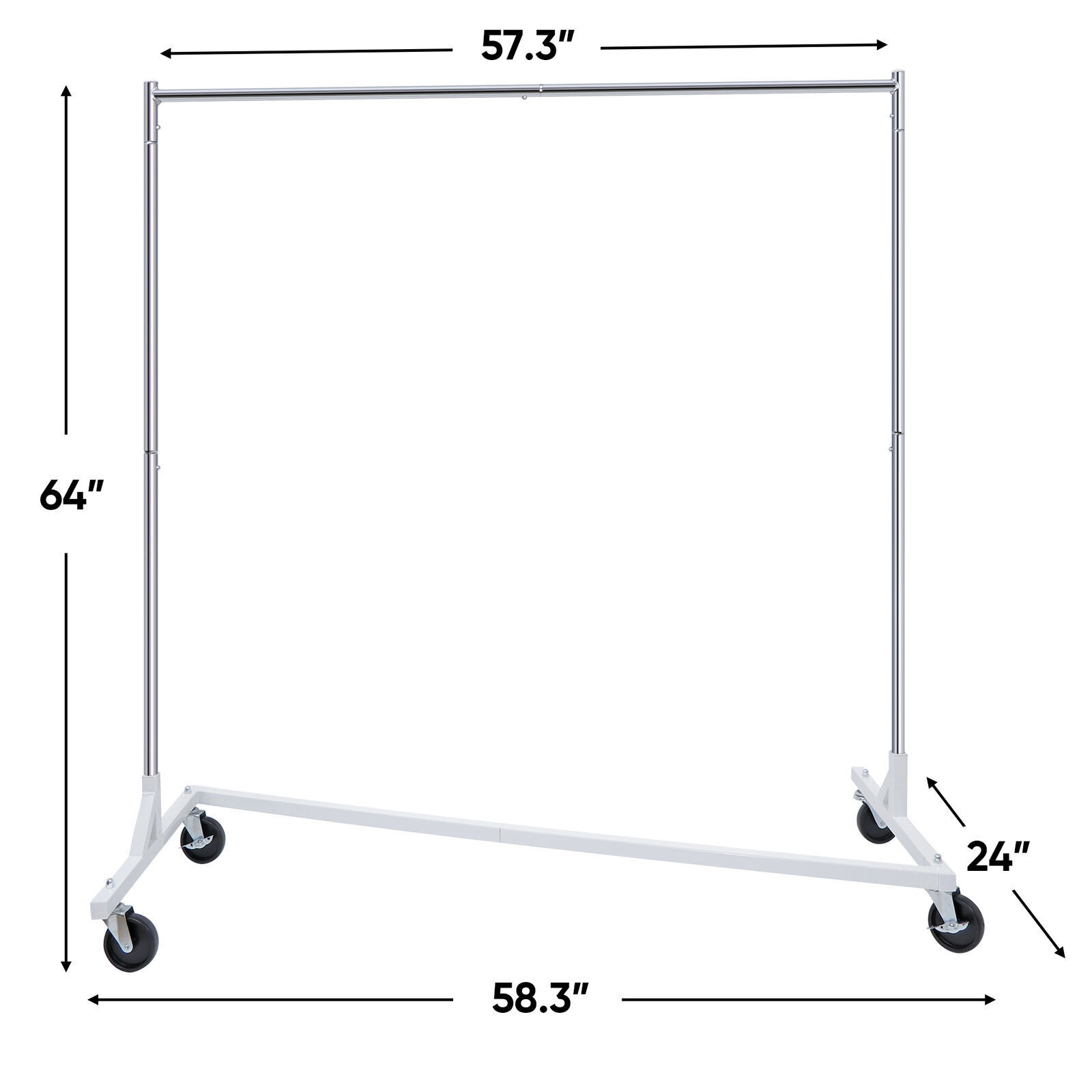 Heavy Duty Steel Clothes Rack Rolling Garment Z Clothing Rack W/Lockable Casters