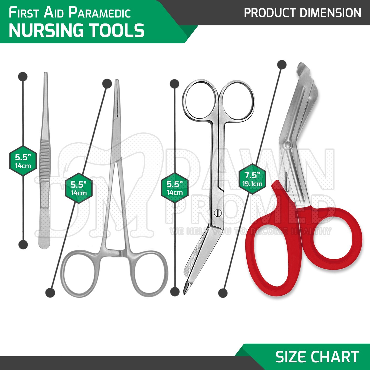 4 Pcs First Aid Paramedic Essential Nursing Tools Surgical Instruments – Red