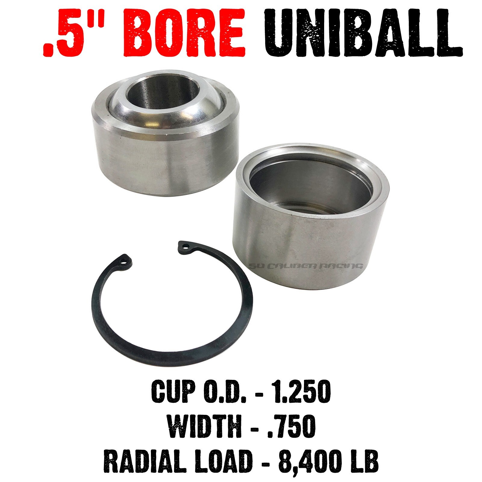 1/2″ .500 Uniball Fabrication Kit Chromoly Weld Cup Bearing PTFE Liner Snap Ring