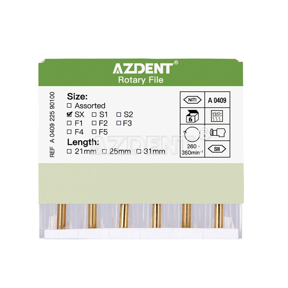 AZDENT Dental Endo Rotary Files Gold Taper NITI Endodontic Files Size#18-#30